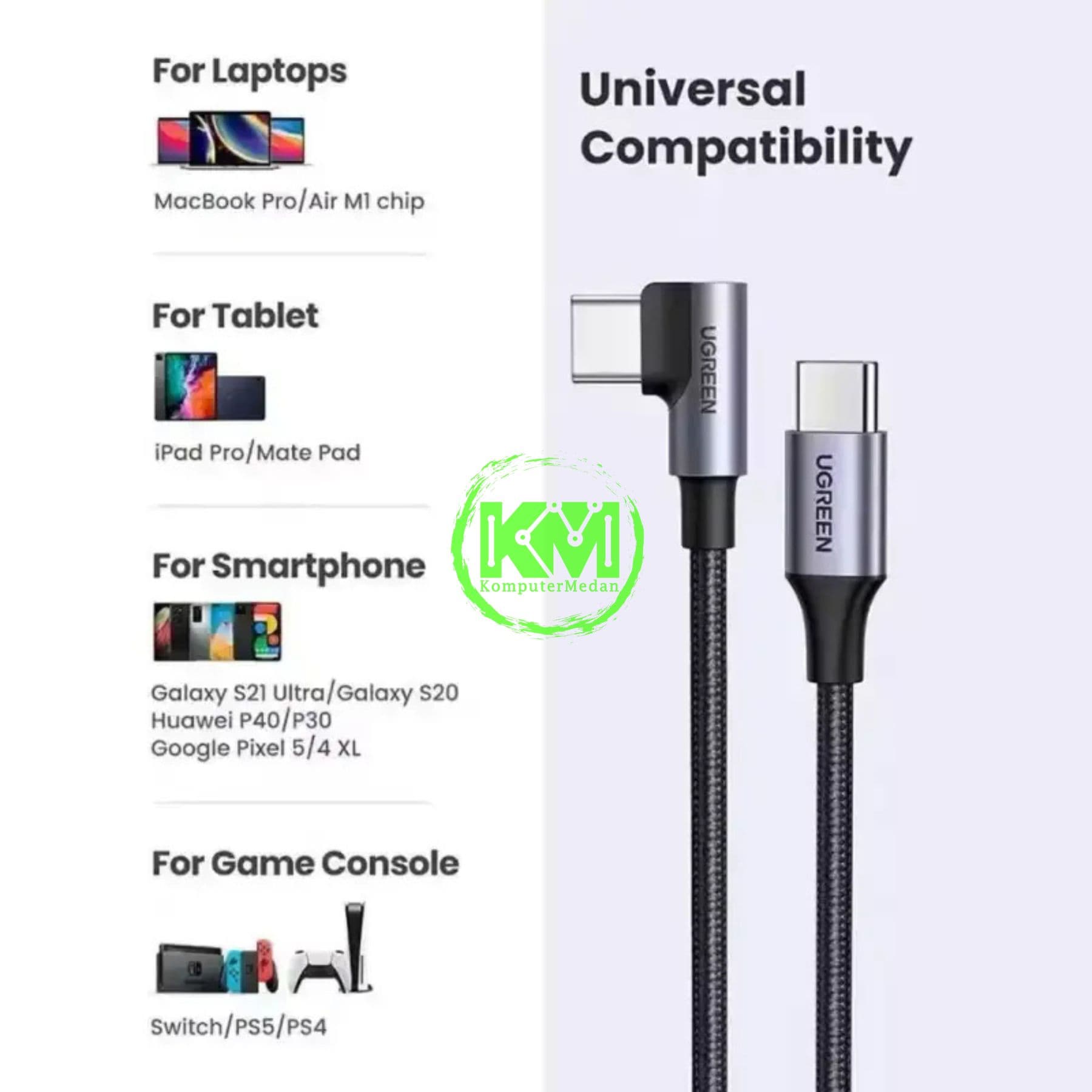 UGREEN CABLE C TO C 60W GAMING NYLON 2M BLACK / 50125 - Image 4