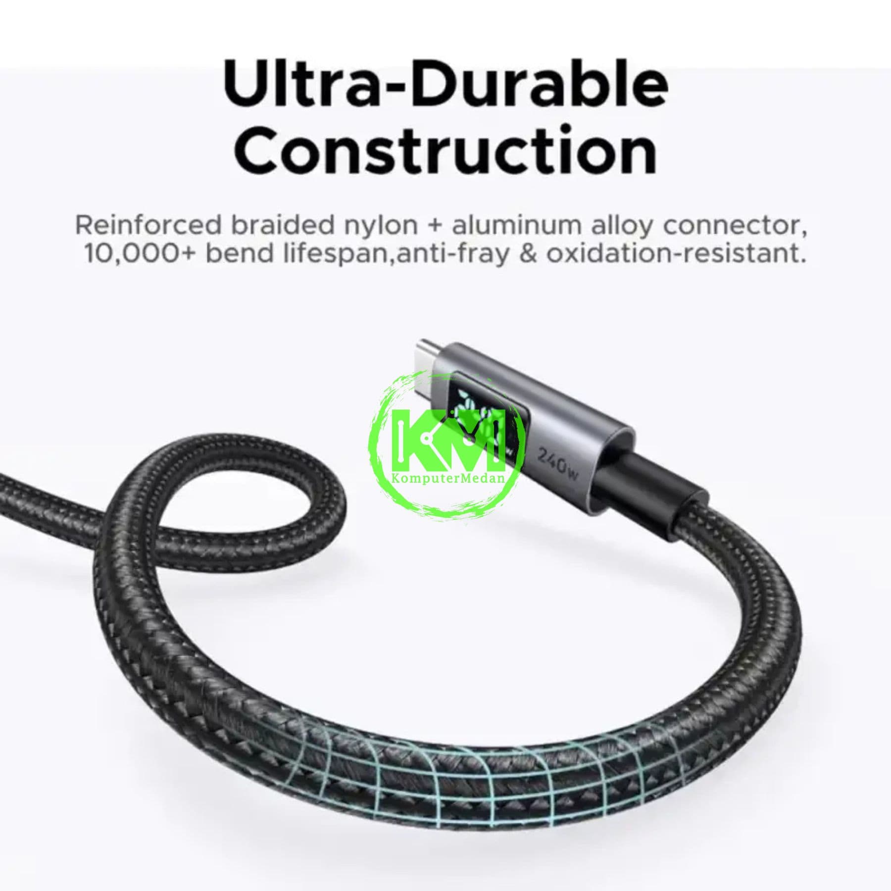 UGREEN CABLE DIGITAL DISPLAY C TO C 240W NYLON 2M BLACK / 65867 - Image 2