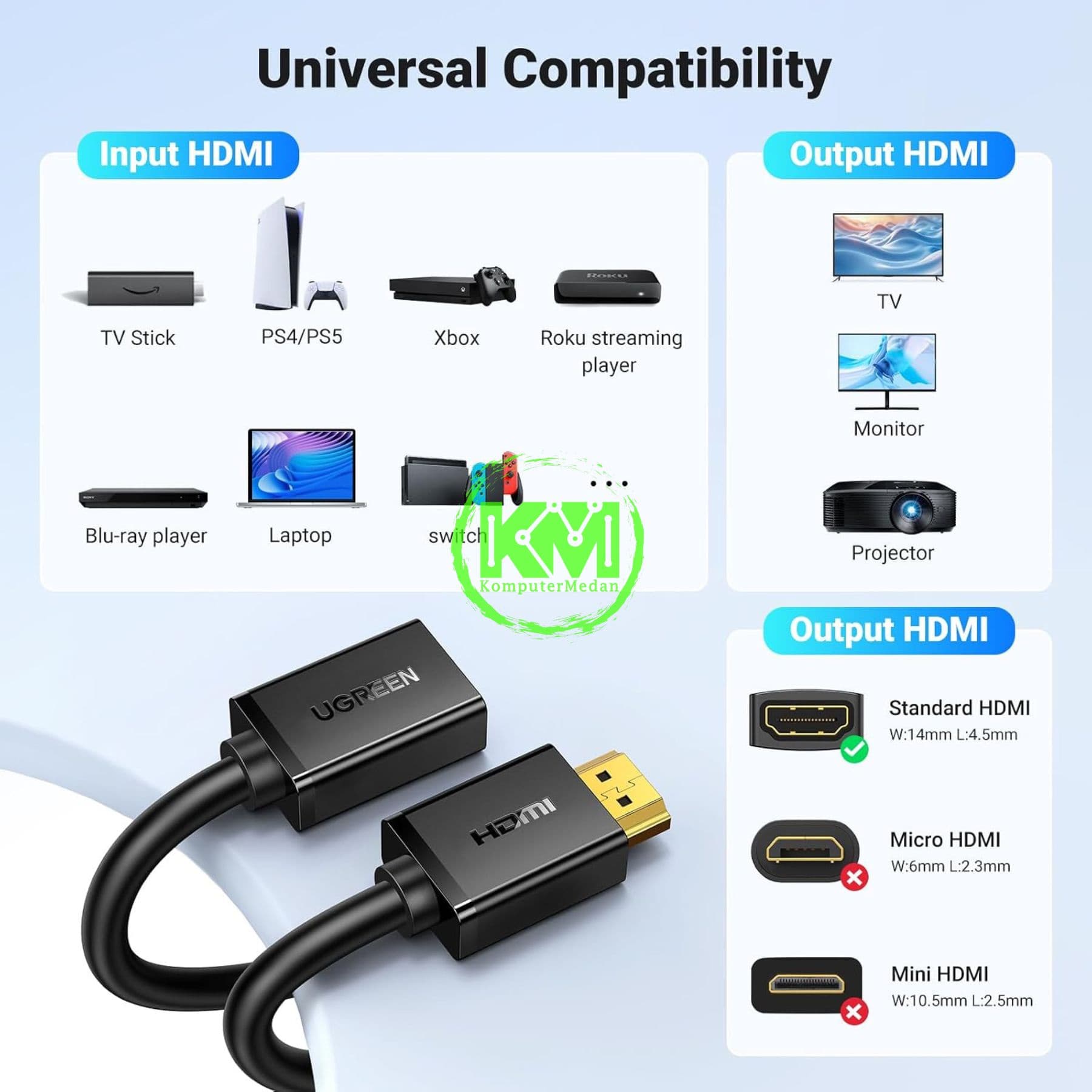 UGREEN HDMI MALE TO FEMALE EXTENSION CABLE 2M / 10142 - Image 9