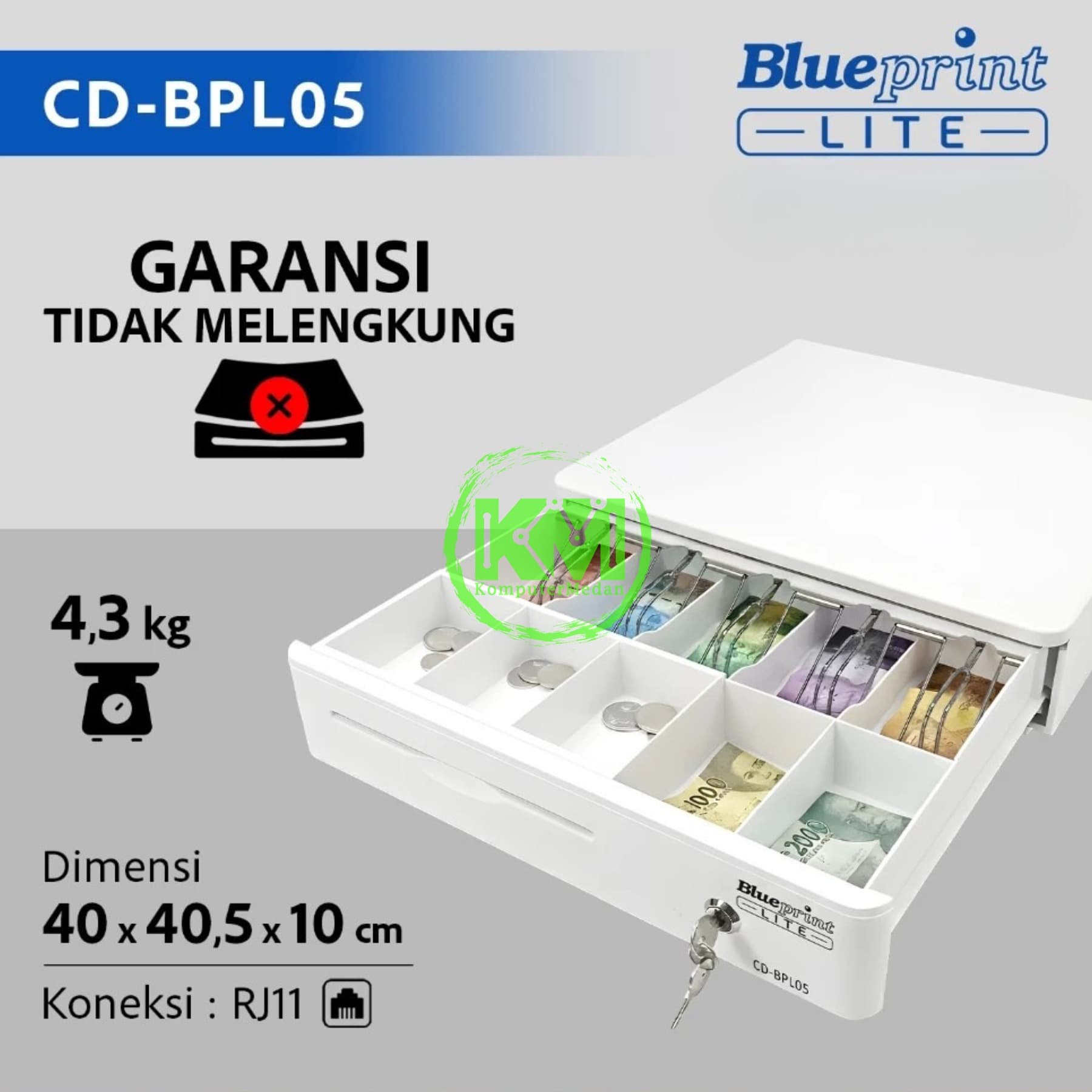 BLUEPRINT LITE CASH DRAWER 405x240x98 112mm CD-BPL05
