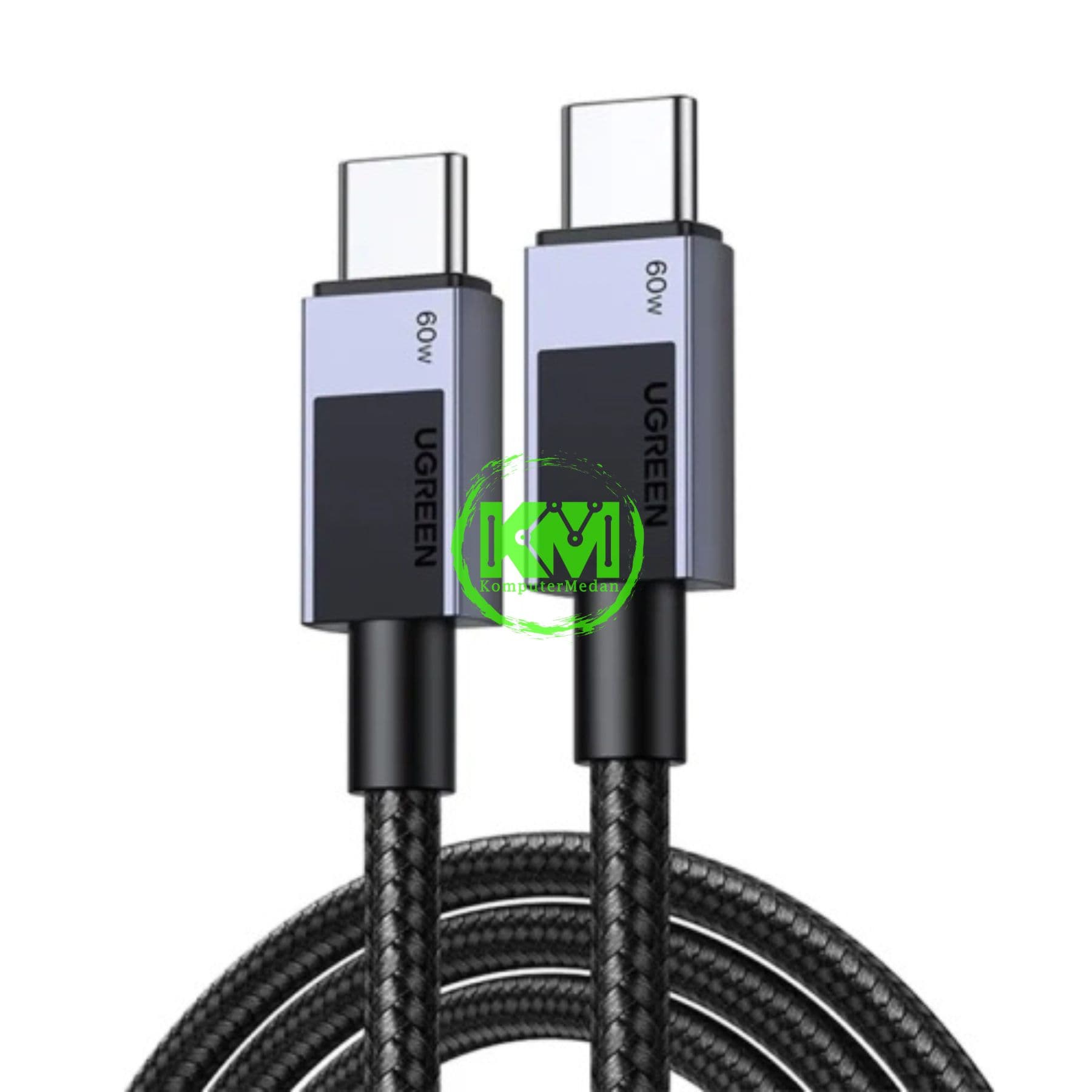 UGREEN CABLE C TO C 3A 60W NYLON 1M SPACE GRAY / 55765 - Image 1