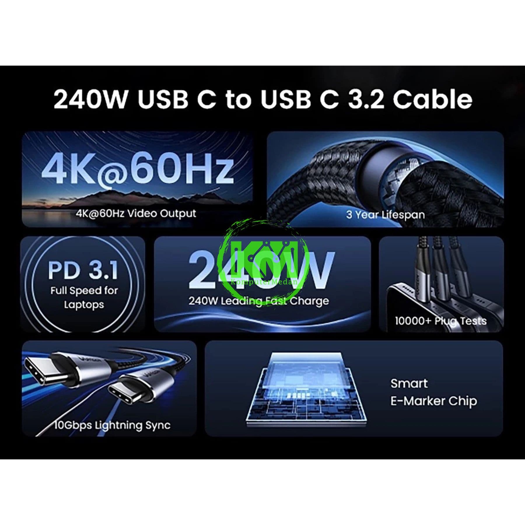UGREEN USB-C 3.2 GEN 2 CABLE 1M / 80150 - Image 5
