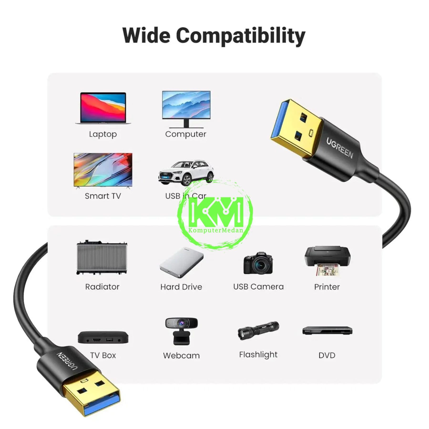 UGREEN USB CABLE M/M 3.0 2M BLACK / 10371 - Image 4