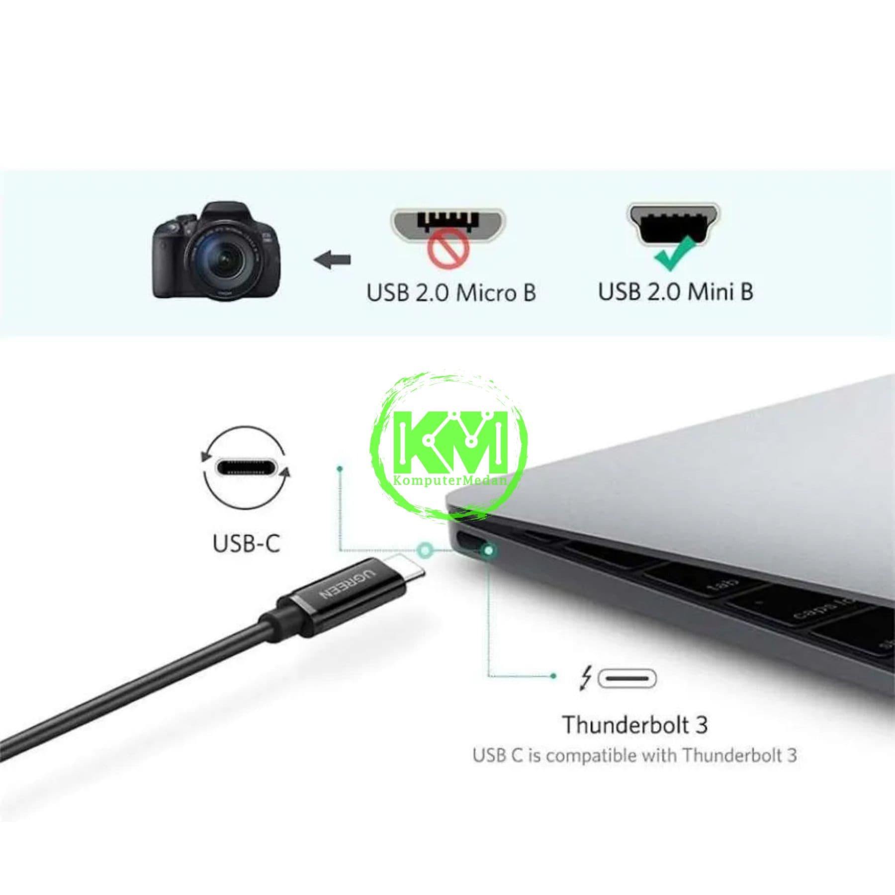 UGREEN CABLE C TO MINI USB 1M BLACK / 50445 - Image 5
