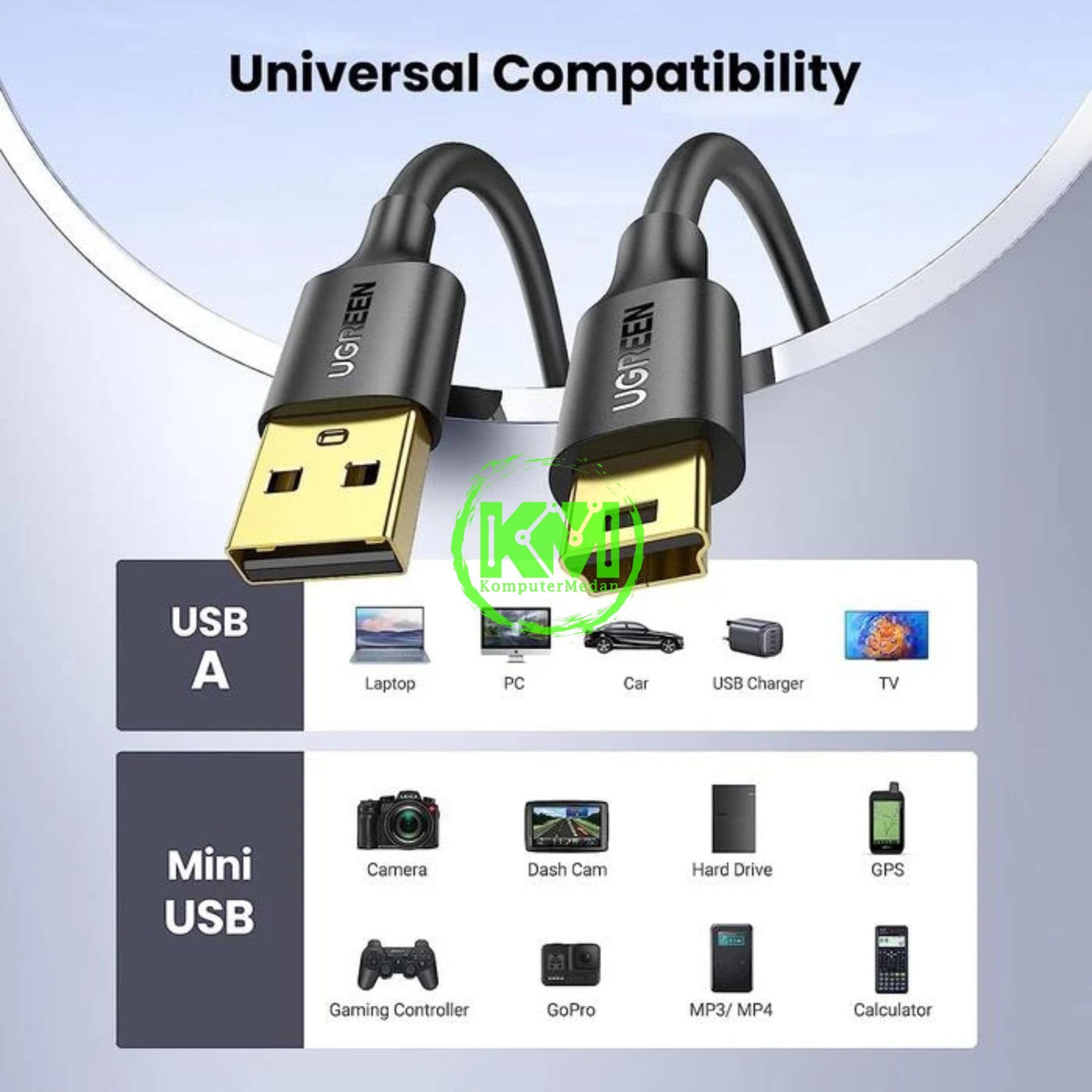 UGREEN USB-A 2.0 MALE TO MINI 5 PIN MALE CABLE 1M - PN 10355 - Image 5