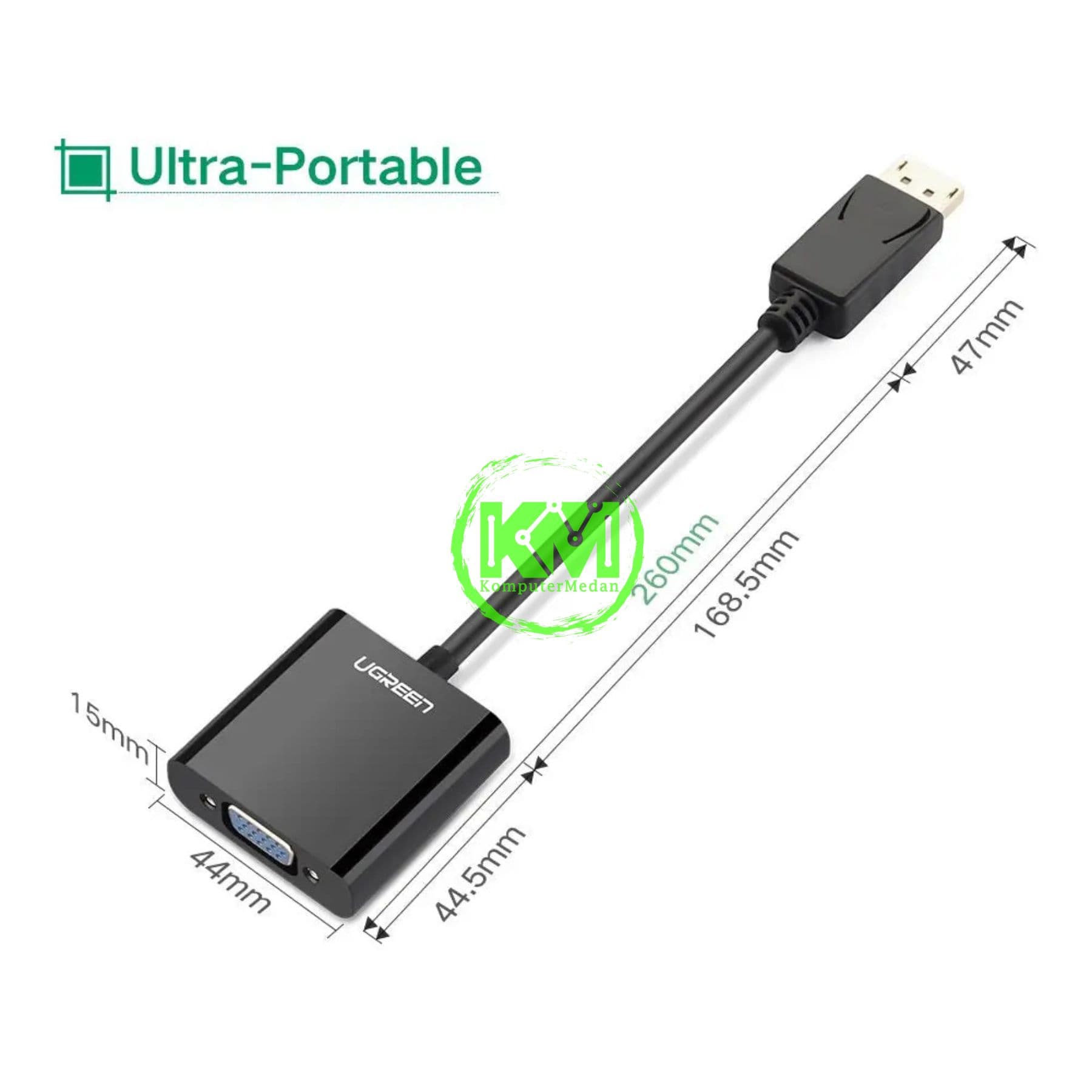UGREEN CONVERTER DP TO VGA M/F BLACK / 20415 - Image 3