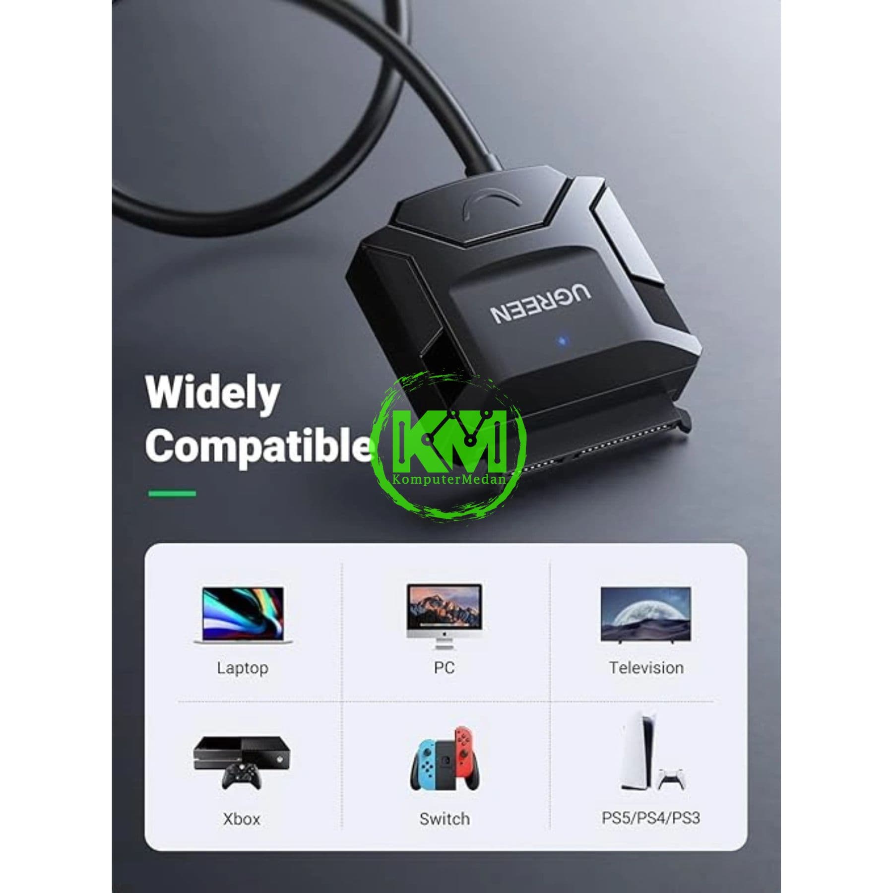 UGREEN ADAPTER USB 3.0 A TO 3.5/2.5 SATA CABLE (INCL DC 12V 2A) - CR108 PN 20611 - Image 4