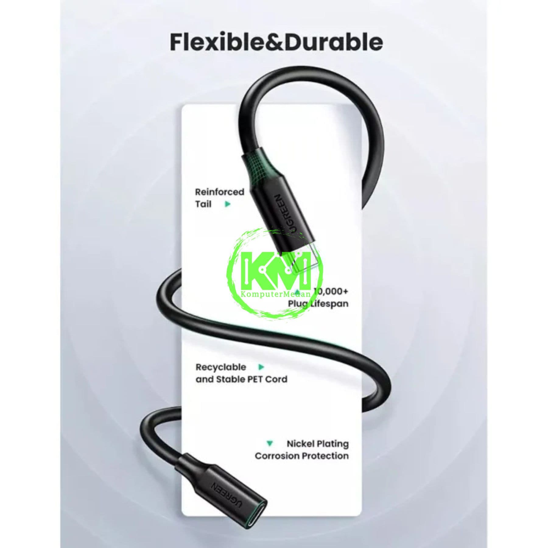 UGREEN CABLE EXTENSION M/F GEN2 5A 1M / 10387 - Image 6
