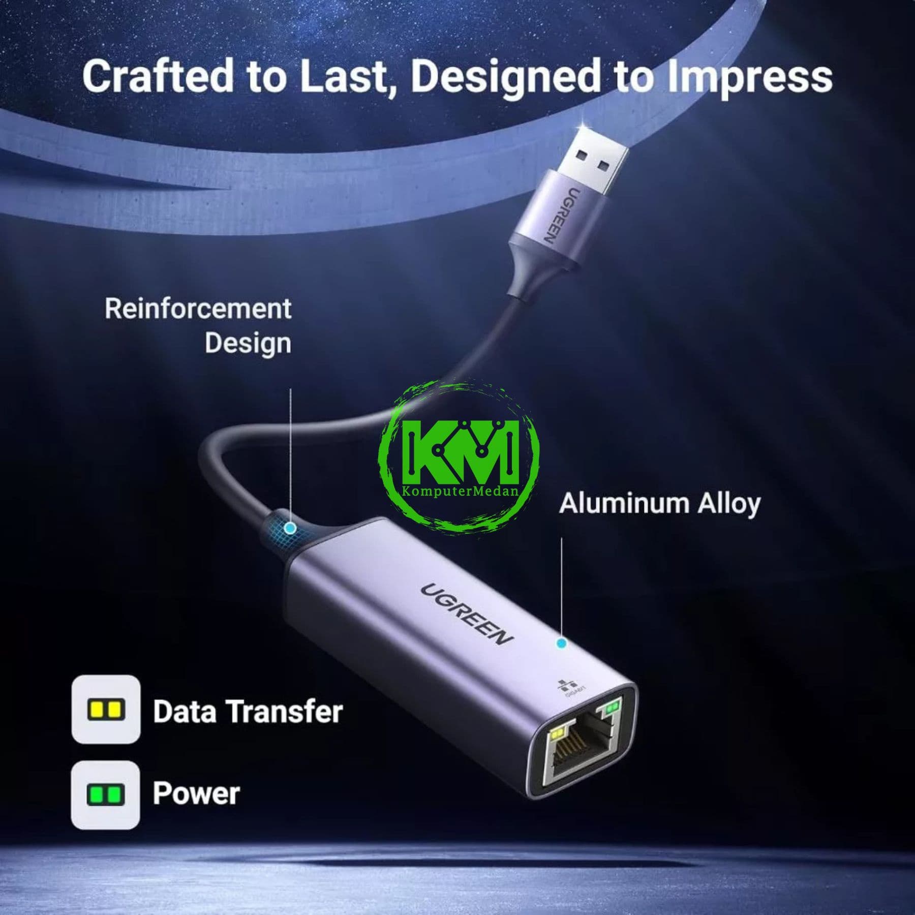 UGREEN ETHERNET ADAPTER USB 3.0 GRAY - PN 15636 - Image 3