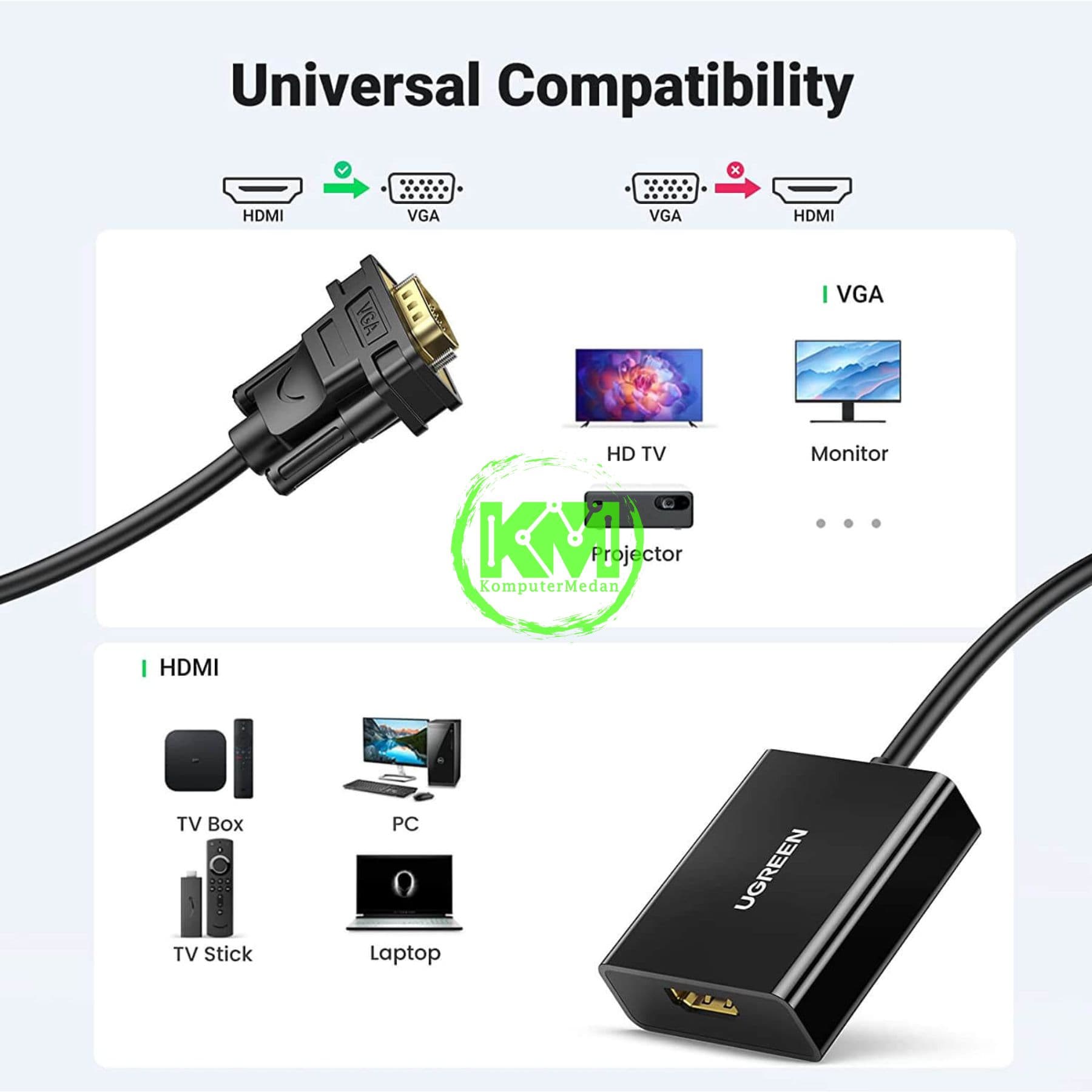 UGREEN CONVERTER VGA TO HDMI (KABEL) / 50945 - Image 4