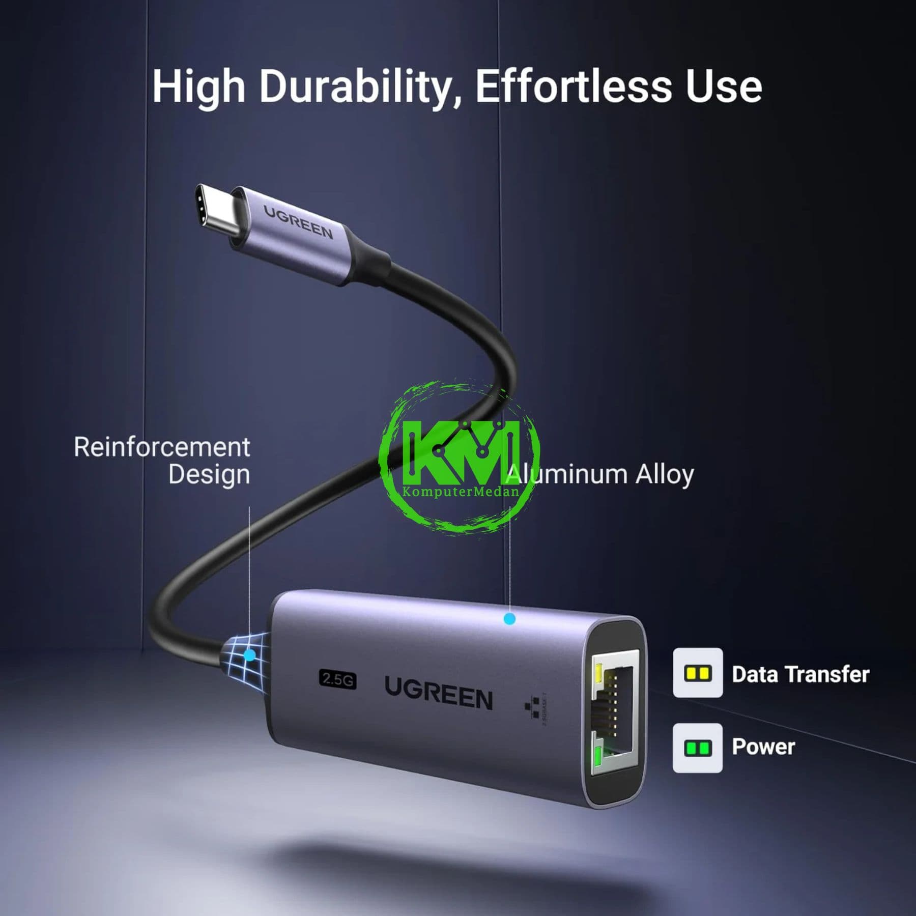 UGREEN ADAPTER C TO LAN RJ45 2.5G SPACE GRAY / 25052 - Image 6