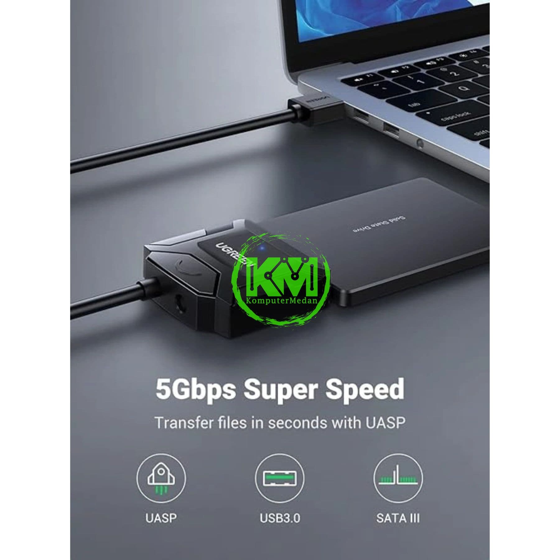 UGREEN ADAPTER USB 3.0 A TO 3.5/2.5 SATA CABLE (INCL DC 12V 2A) - CR108 PN 20611 - Image 3