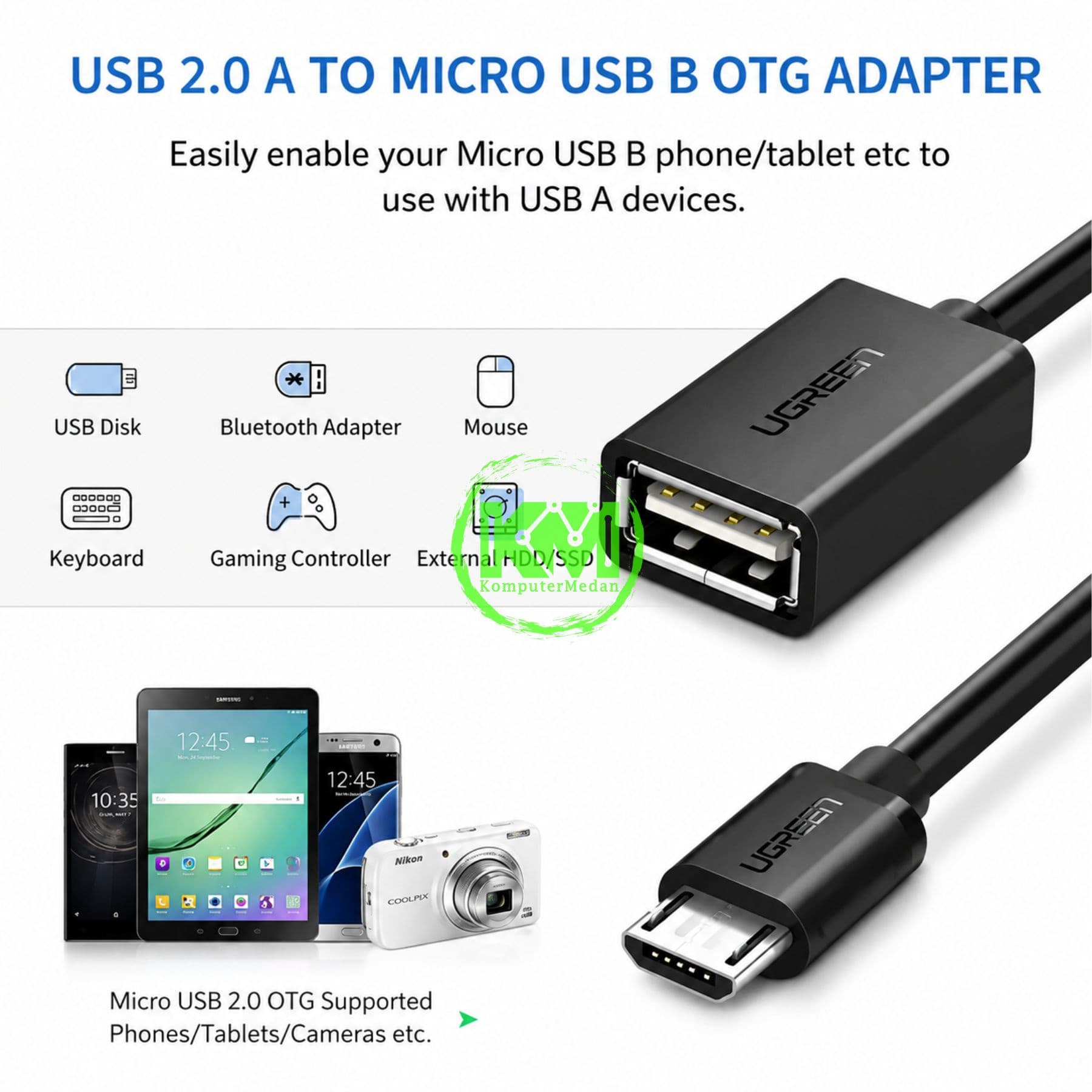 UGREEN OTG MICRO TO USB-A 15CM BLACK - PN 10396 - Image 5