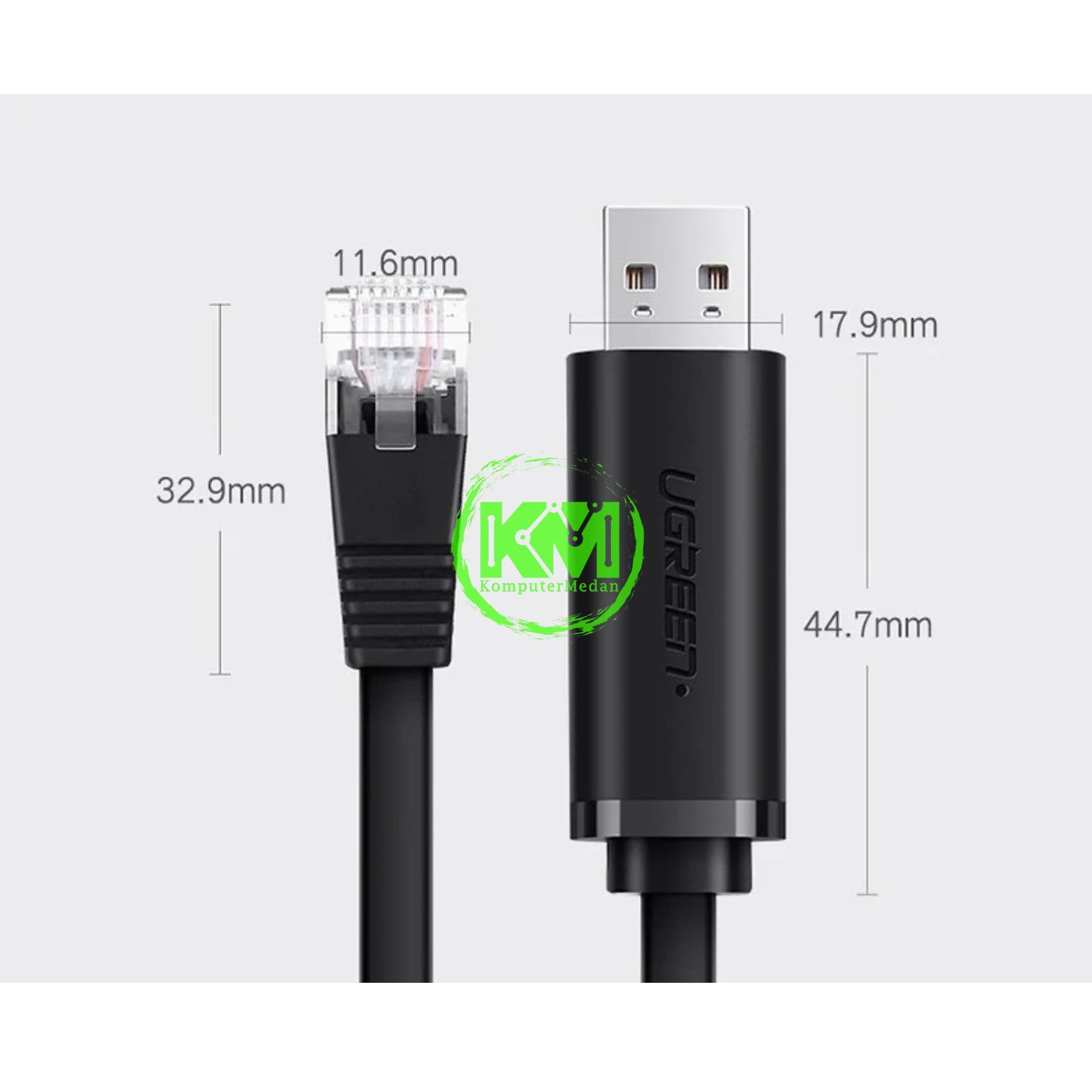 UGREEN CABLE CONSOLE USB TO RJ45 1.5M FLAT BLACK / 50773 - Image 5