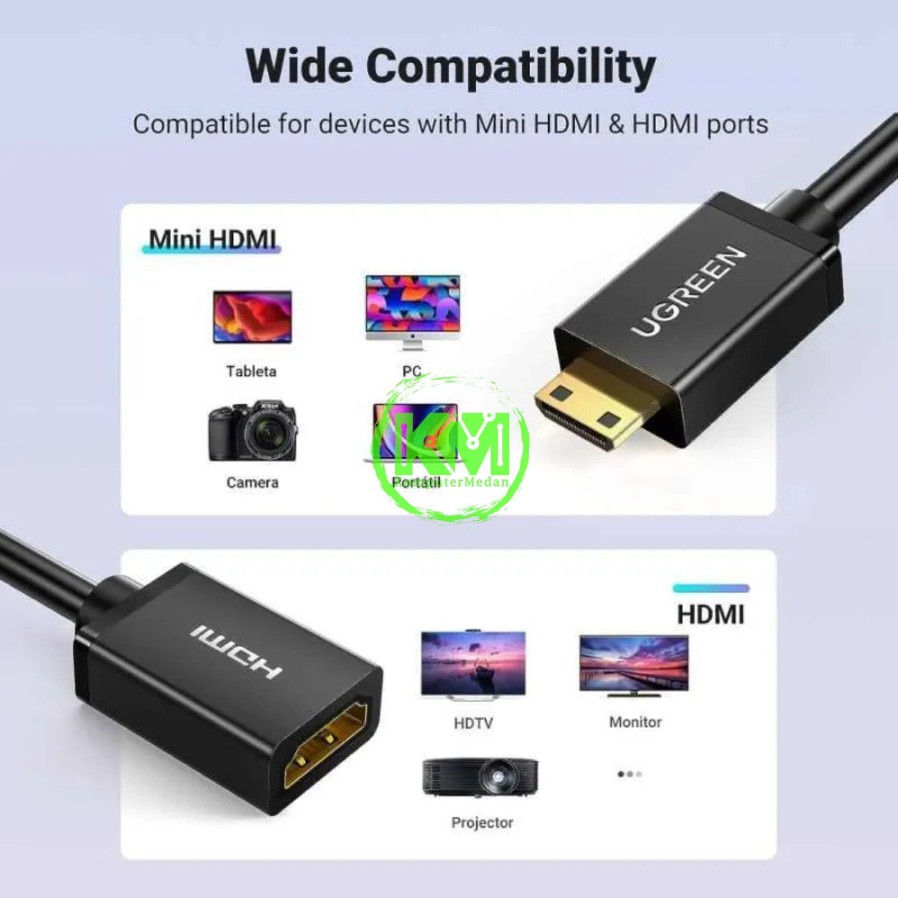 UGREEN CONVERTER MINI HDMI TO HDMI M/F BLACK / 20137 - Image 4