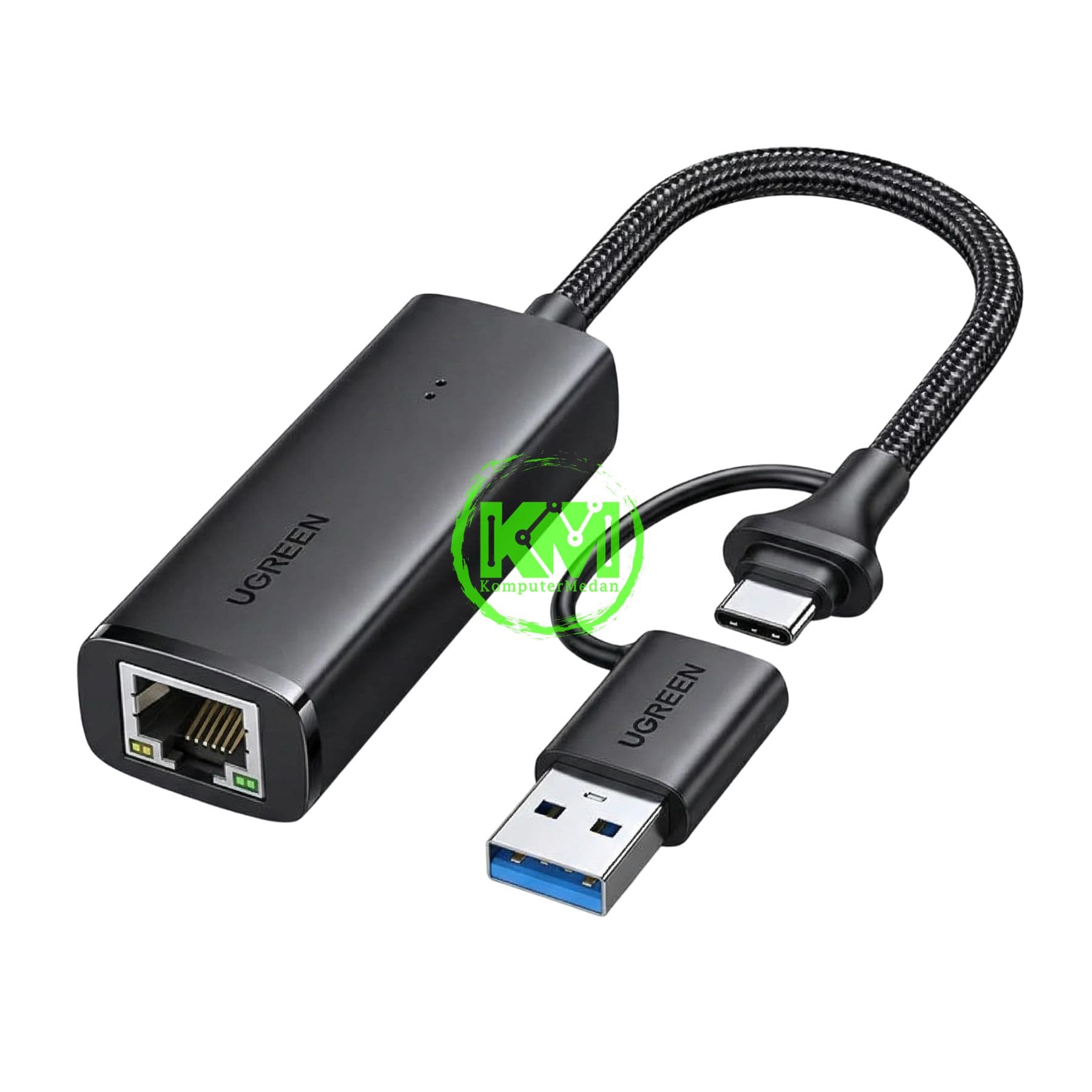 UGREEN ETHERNET ADAPTER USB-A+C 1000MBPS BLACK / 15638