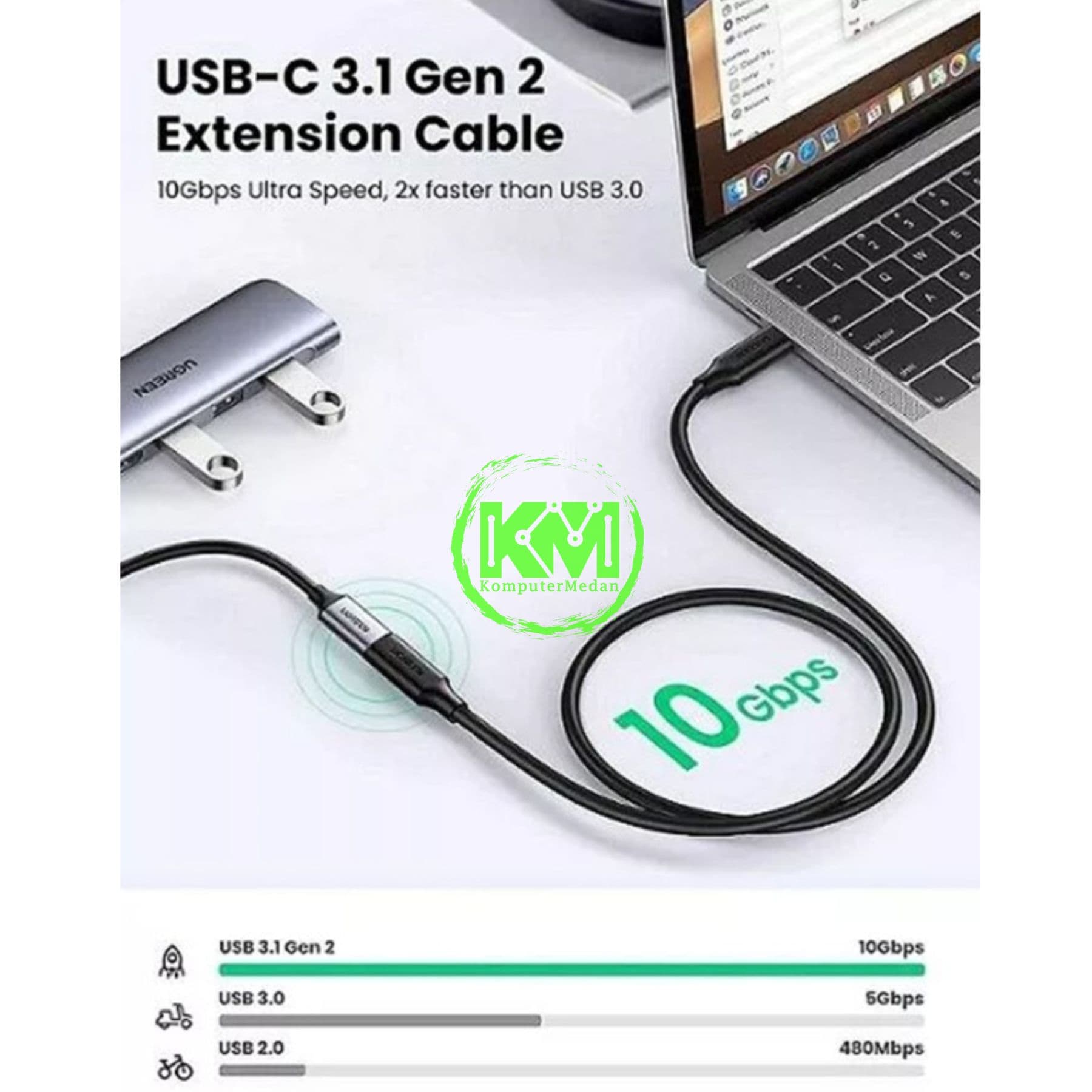UGREEN CABLE EXTENSION M/F GEN2 5A 1M / 10387 - Image 5