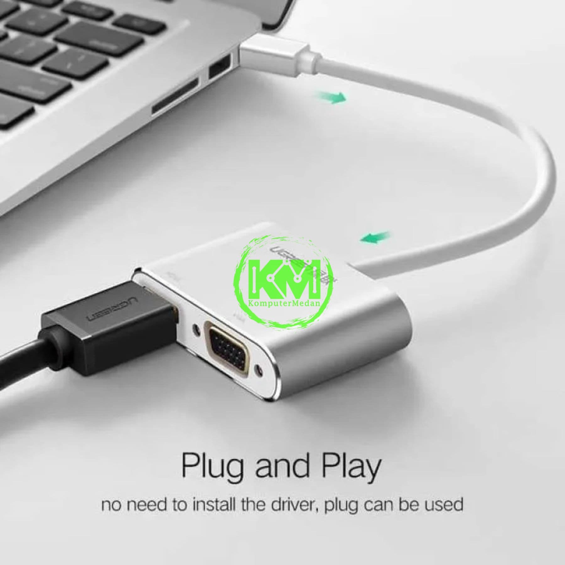 UGREEN CONVERTER MINI DP TO HDMI+VGA M/F WHITE / 20421 - Image 3