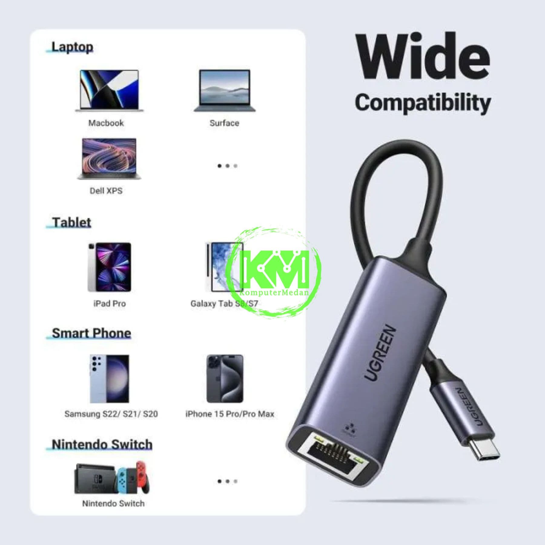 UGREEN ETHERNET ADAPTER USB C TO LAN SPACE GRAY / 50737 - Image 4