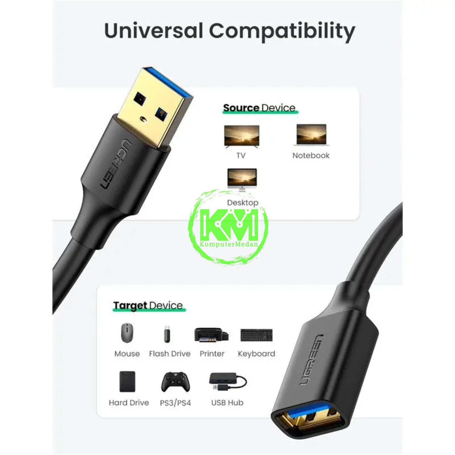 UGREEN CABLE EXTENSION 3M BLACK / 30127 - Image 7