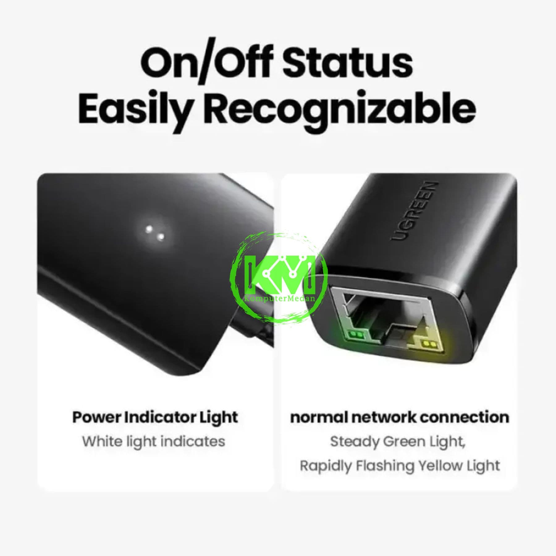 UGREEN ETHERNET ADAPTER TYPE-C 1000MBPS BLACK / 15637 - Image 3