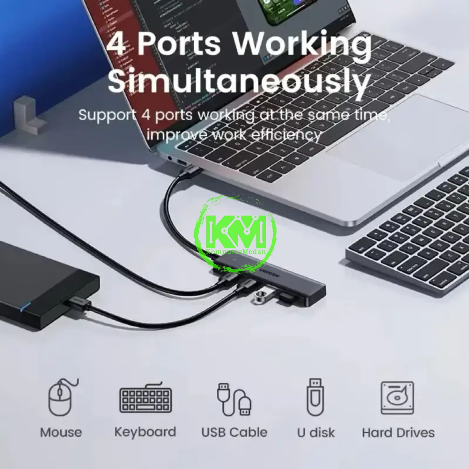 UGREEN ADAPTER HUB USB 3.0 4 IN 1 / 25851 - Image 6