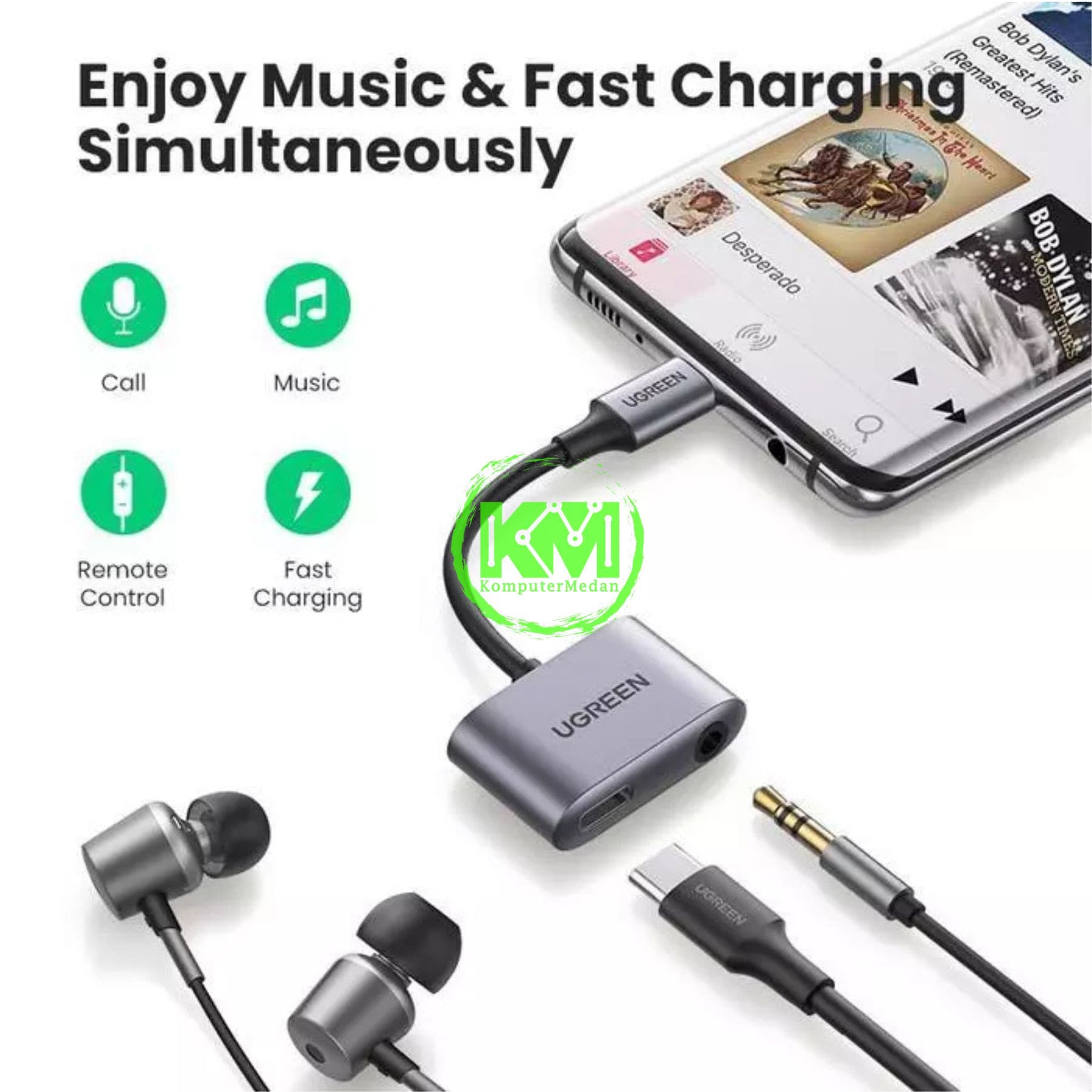 UGREEN AUDIO ADAPTER C TO C + 3.5MM NON DAC GRAY / 50596 - Image 5