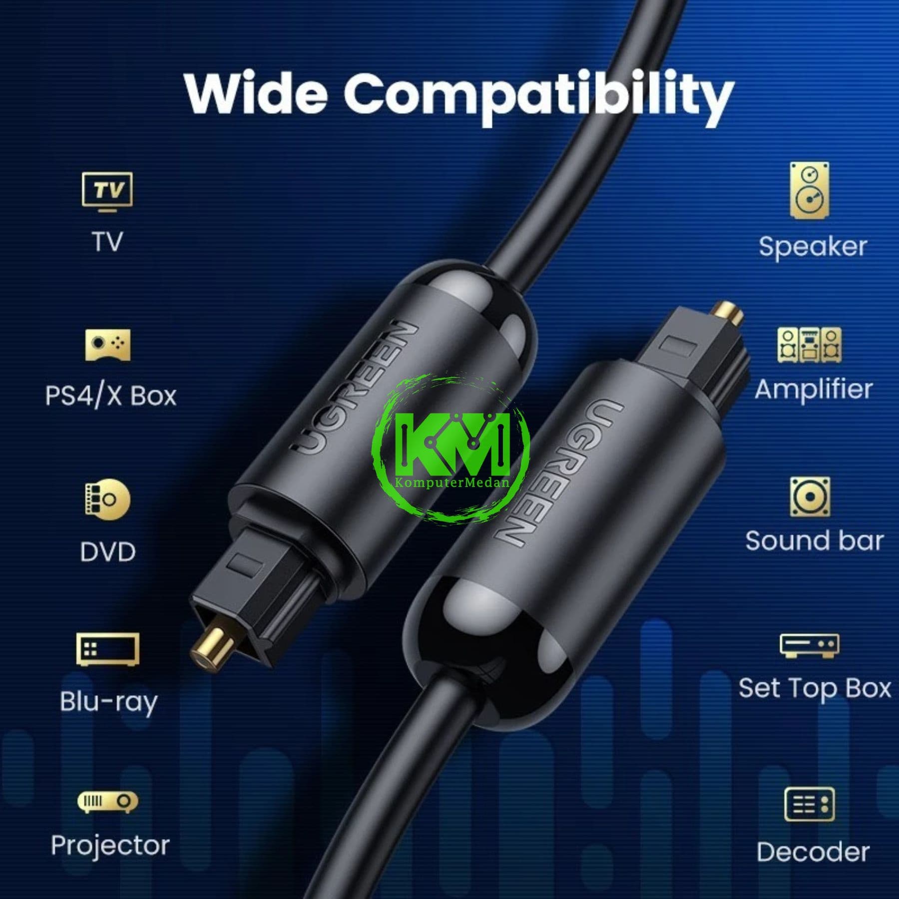 UGREEN CABLE TOSLINK OPTICAL AUDIO 2M BLACK / 70892 - Image 5