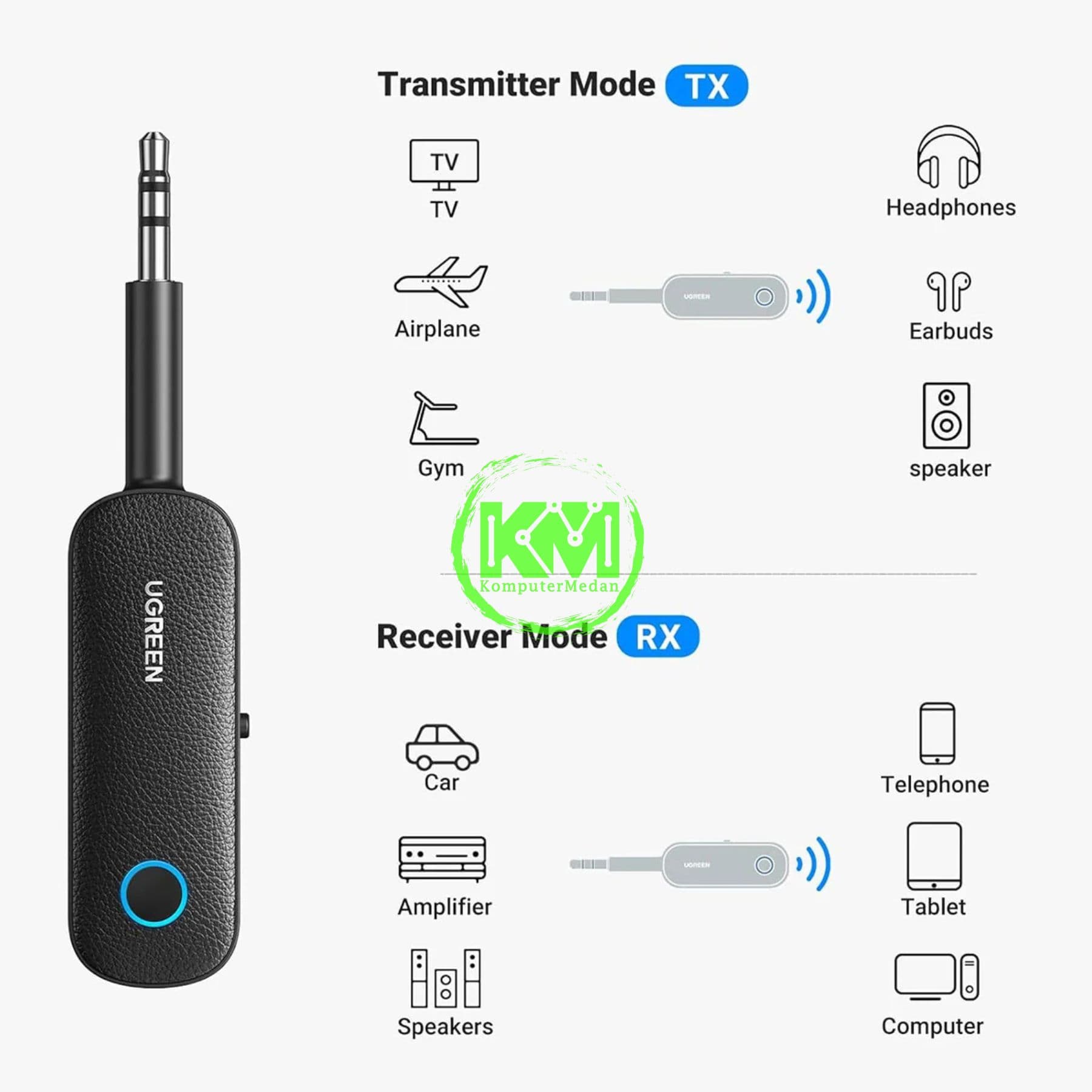 UGREEN BLUETOOTH RECEIVER & TRANSMITTER / 80893 - Image 6