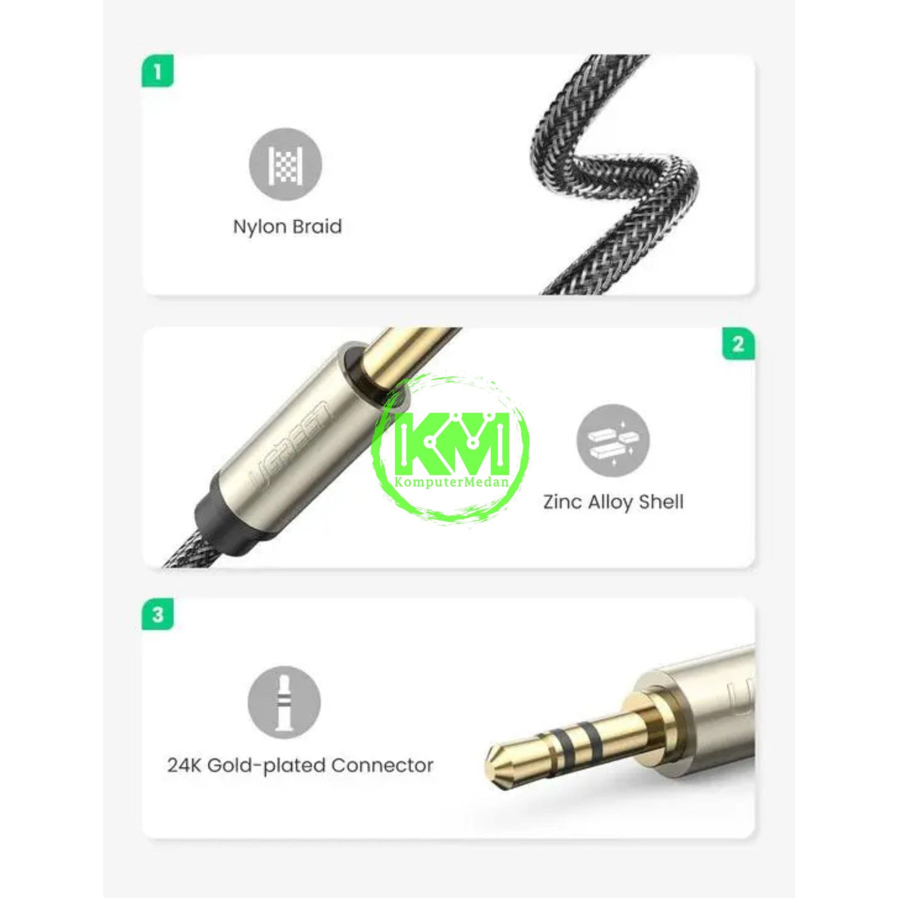 UGREEN CABLE AUDIO 3.5MM TO 6.35MM M/M 3M /10629 - Image 5