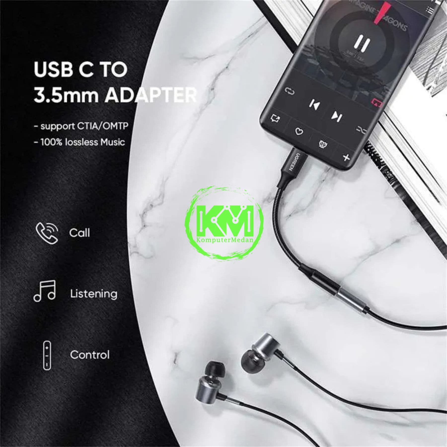 UGREEN SPLITTER AUDIO C TO 3.5MM NON DAC 10CM BLACK - PN 70858 - Image 5