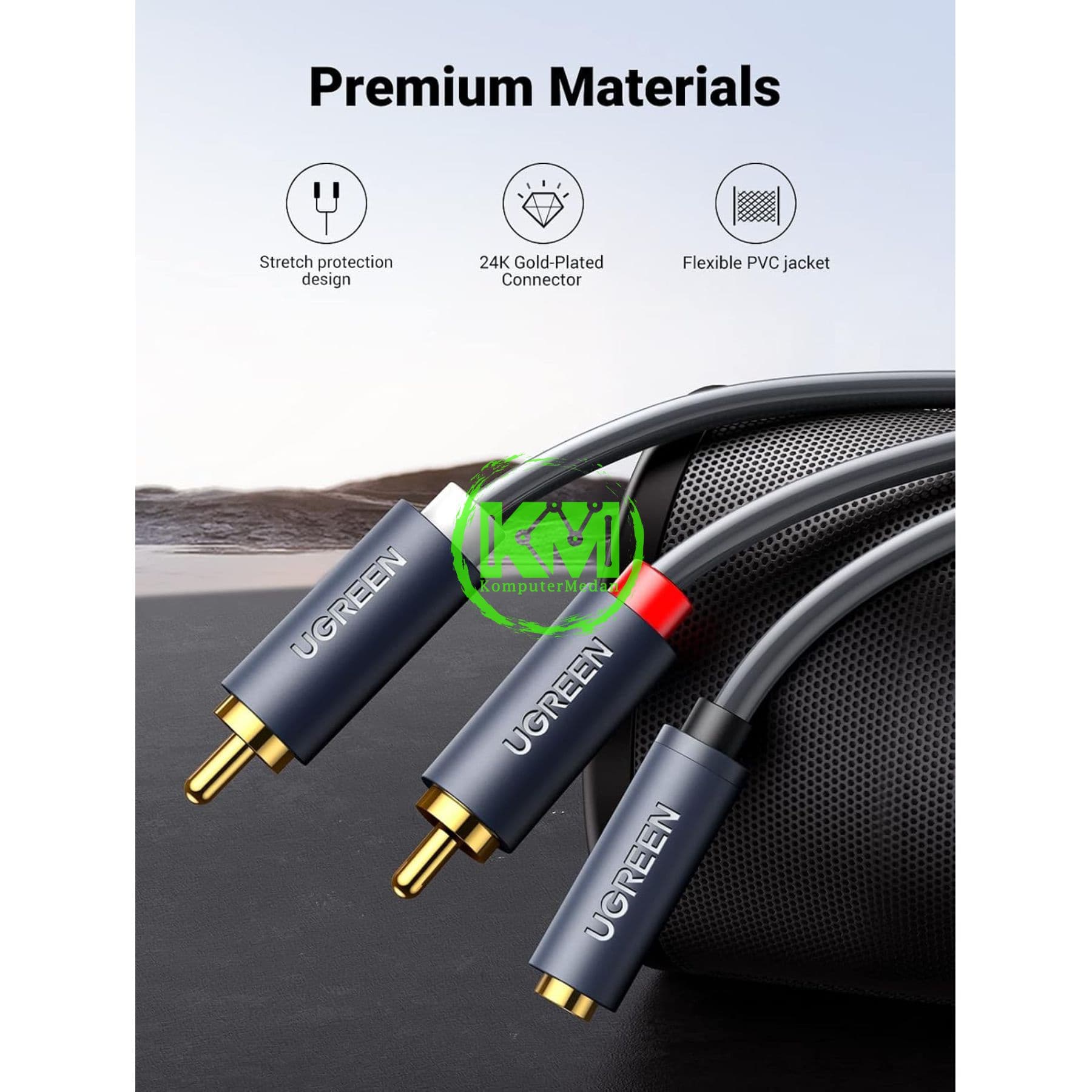 UGREEN CABLE AUDIO 2RCA TO JACK 3.5MM M/F 1M / 10588 - Image 4