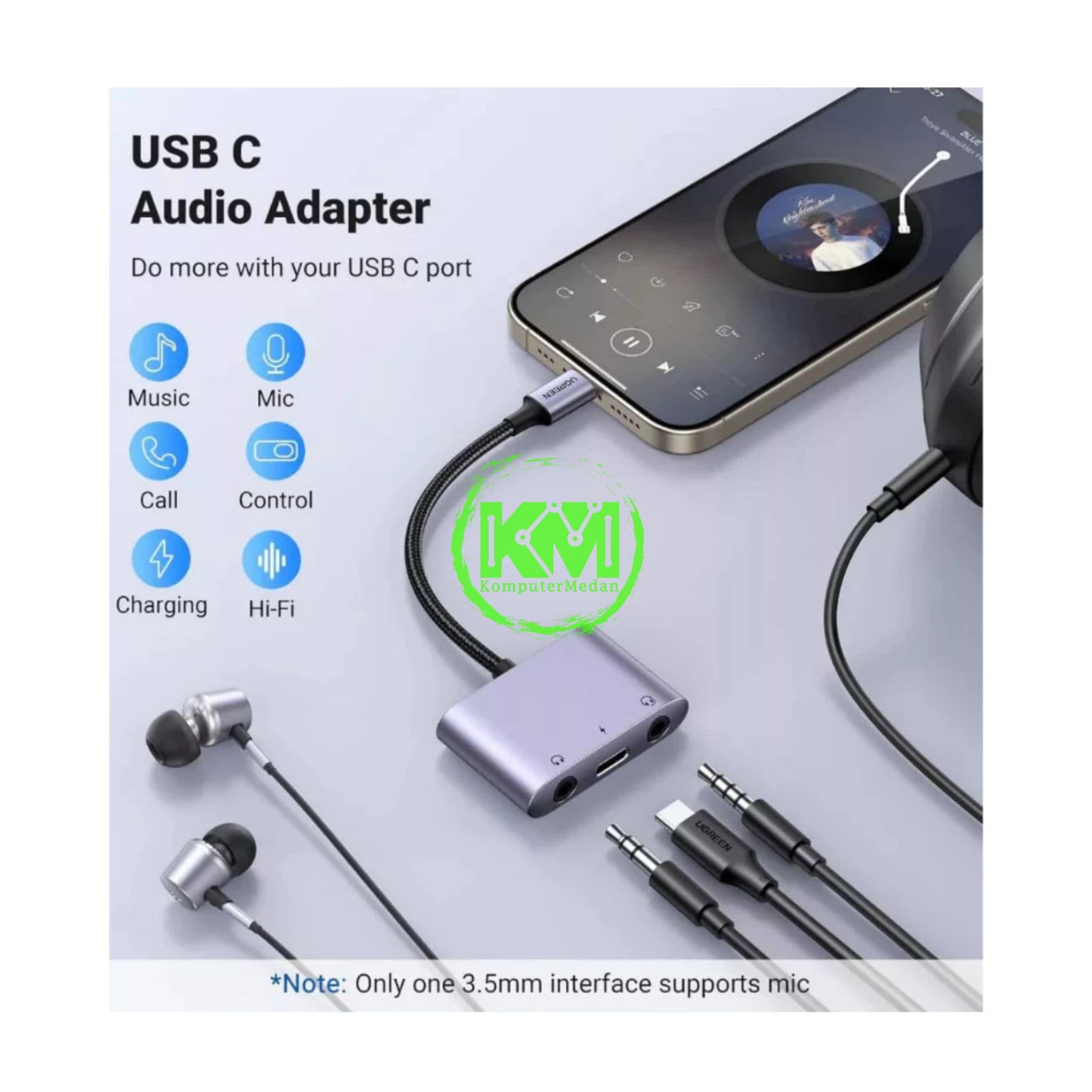 UGREEN USB-C TO 3.5MM + PD (30W) 2IN1 AUDIO CONVERTER (DAC) - CM231 PN 60164 - Image 3