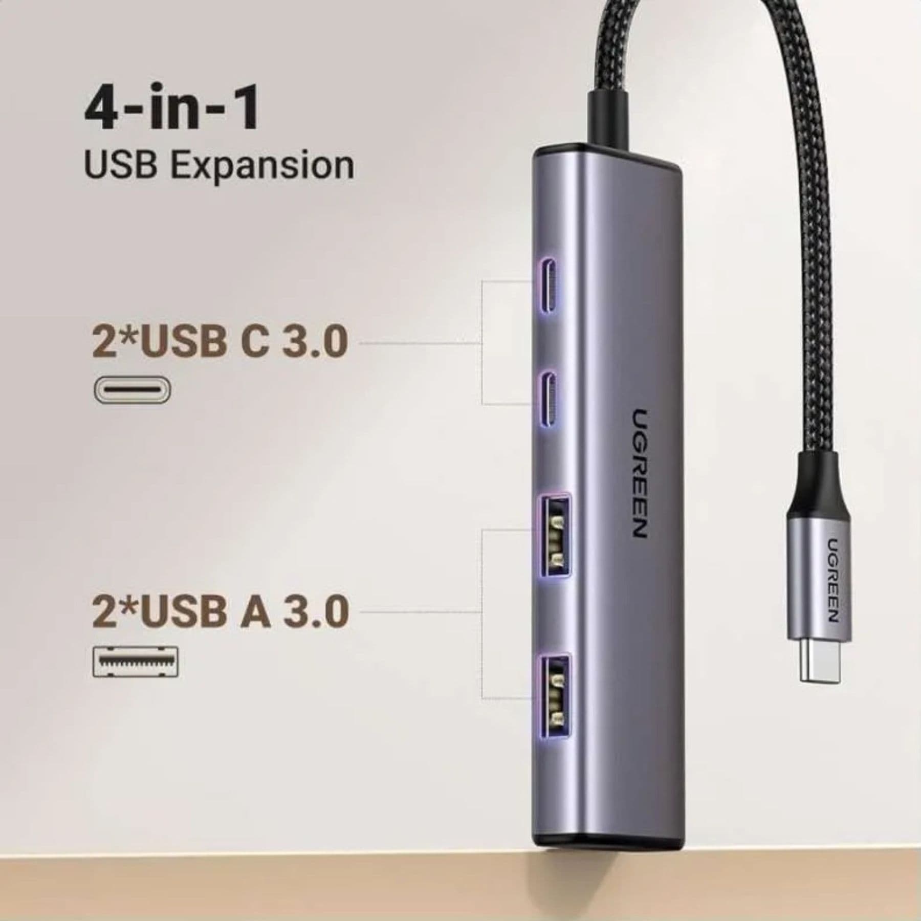 UGREEN HUB TYPE-C 4 IN 1 / 15395 - Image 3
