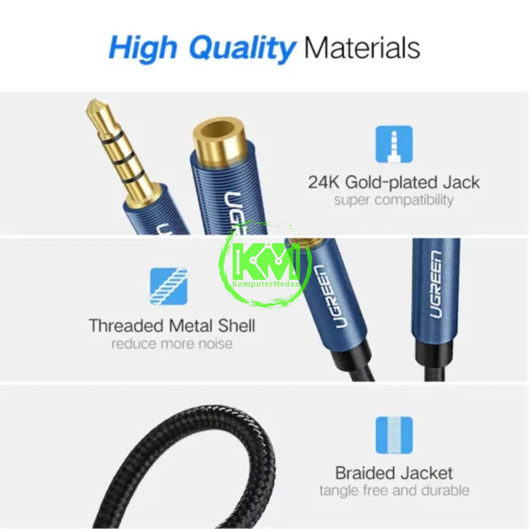 UGREEN CABLE AUDIO EXTENSION 3-POLE 3.5MM M/F 2M / 40675 - Image 3