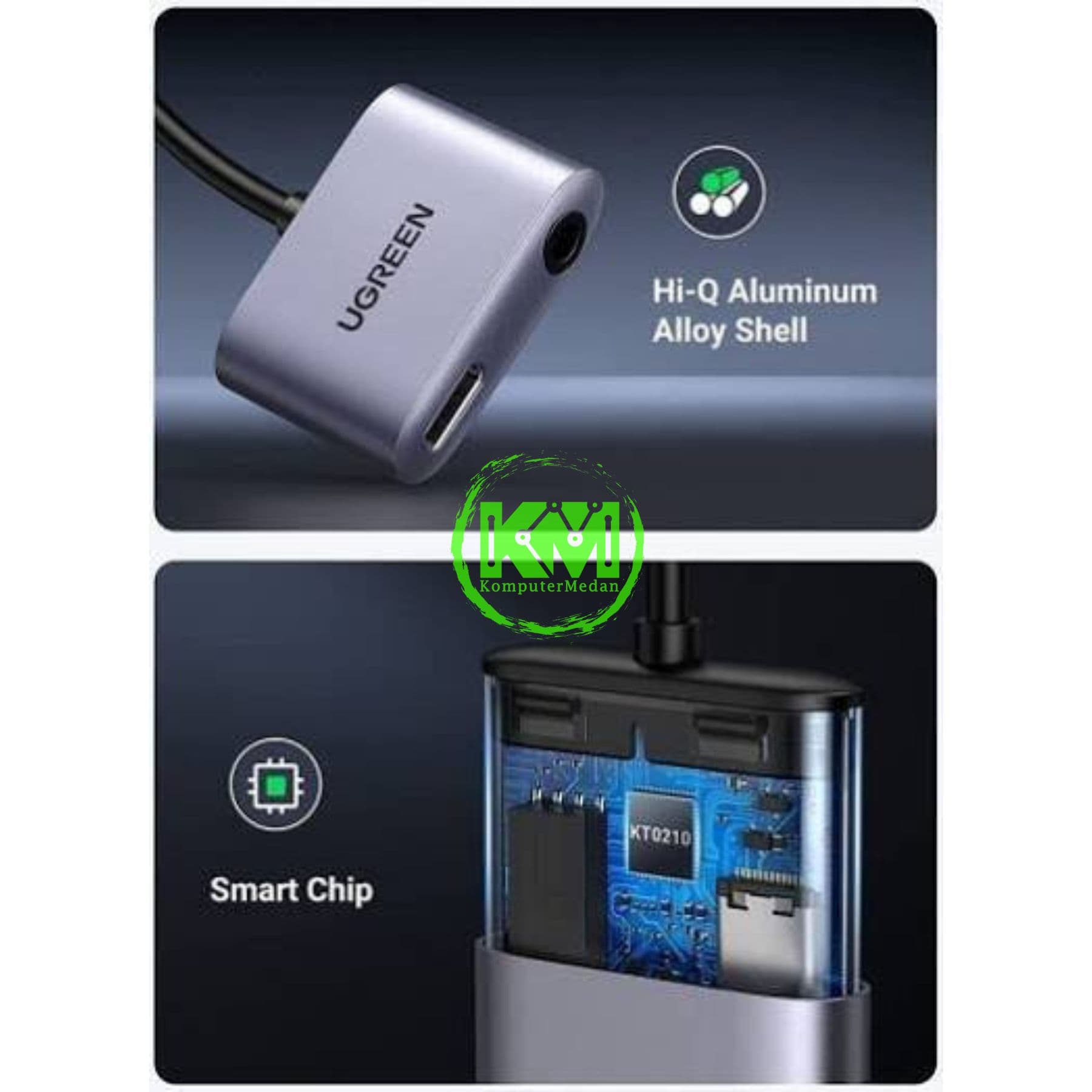 UGREEN AUDIO ADAPTER C TO C + 3.5MM NON DAC GRAY / 50596 - Image 4