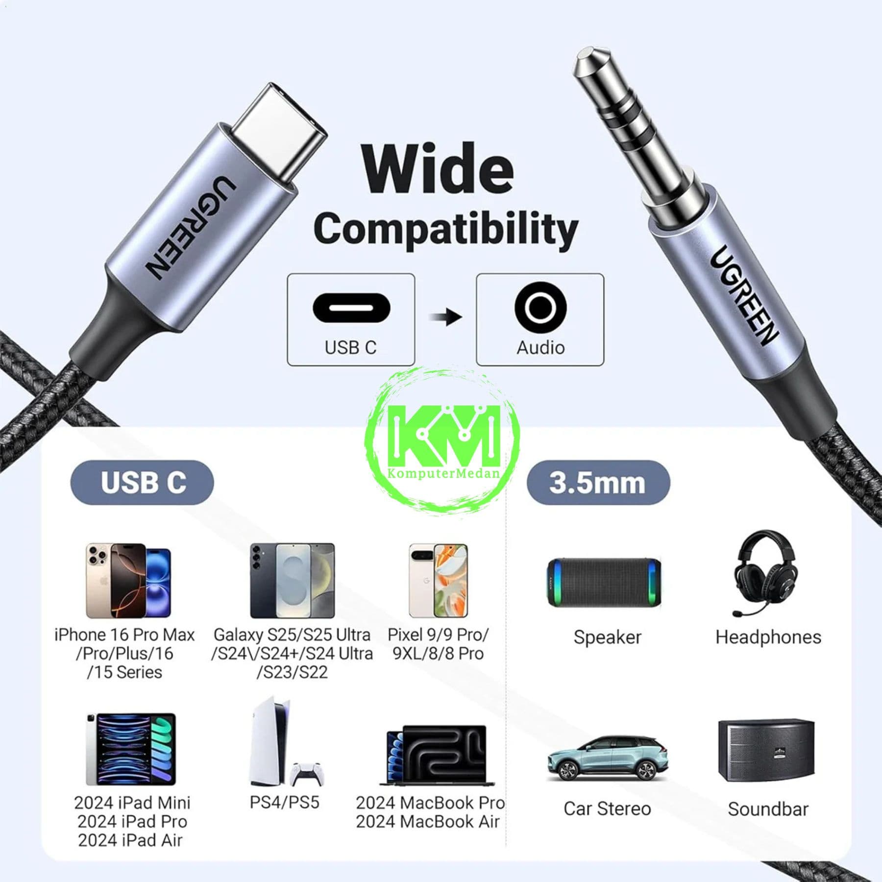 UGREEN CABLE USB-C TO 3.5MM MALE AUDIO 1M / 20192 - Image 4