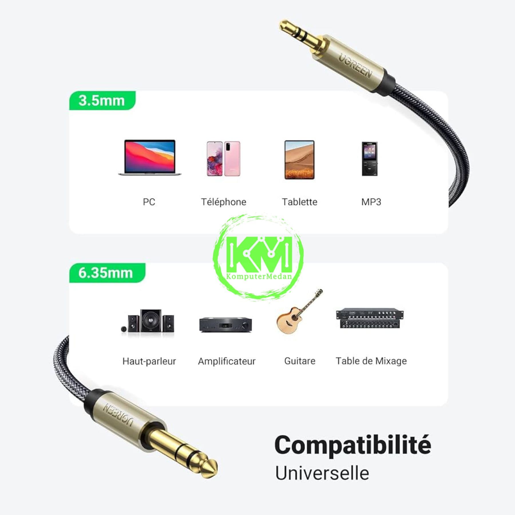 UGREEN CABLE AUDIO 3.5MM TO 6.35MM M/M 3M /10629 - Image 6