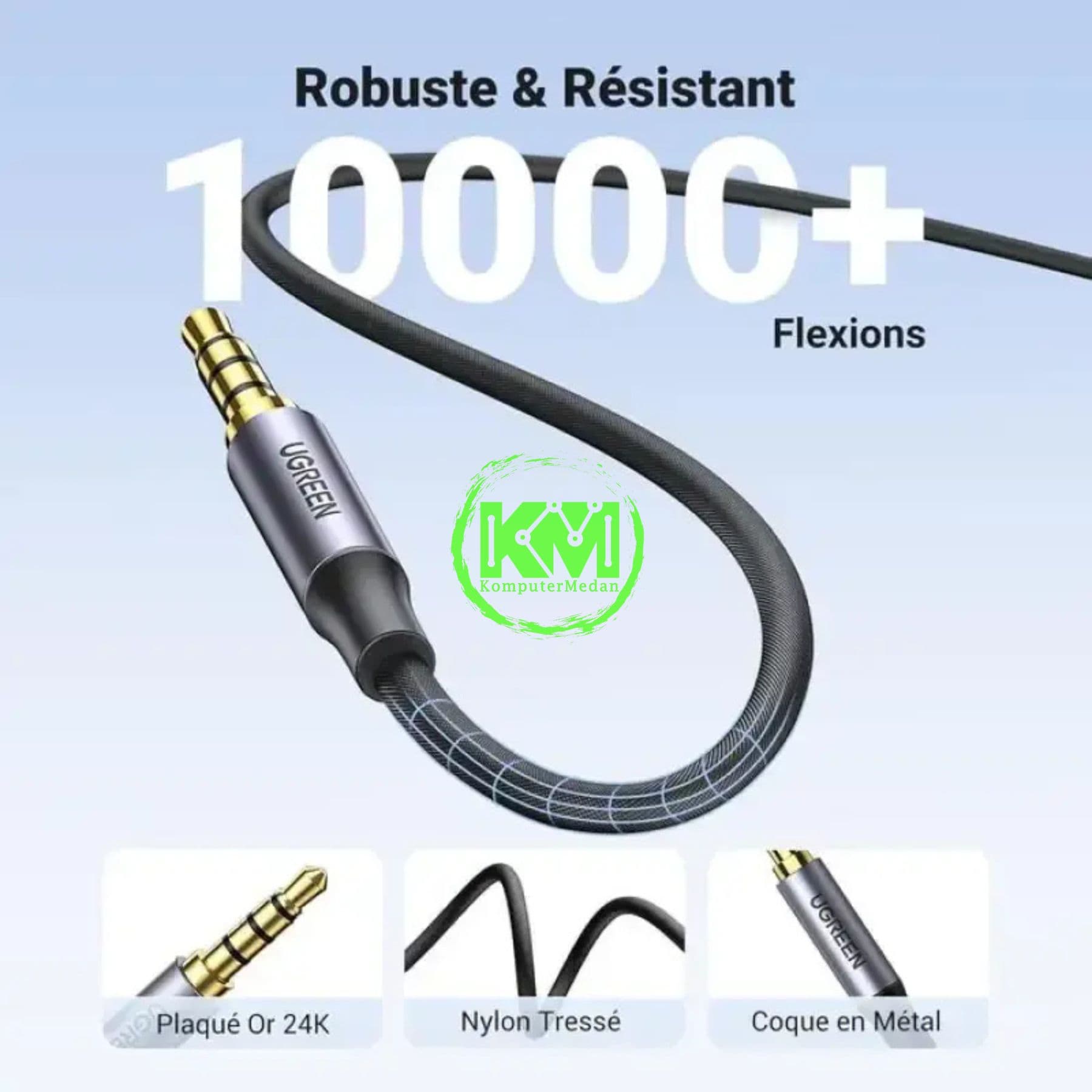 UGREEN CABLE AUDIO 4-POLE 3.5MM M/M 1M / 10648 - Image 3