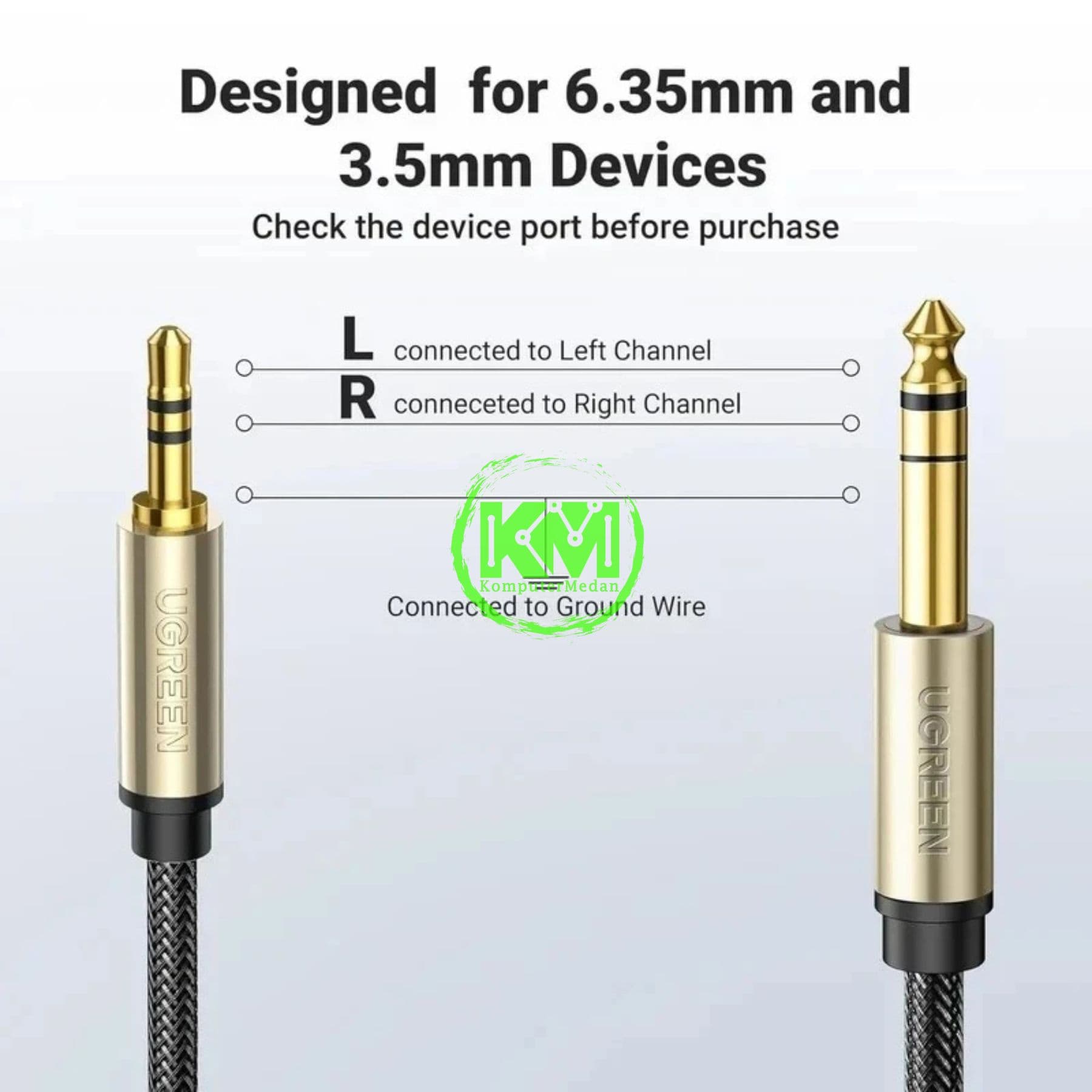 UGREEN CABLE AUDIO 3.5MM TO 6.35MM M/M 3M /10629 - Image 4