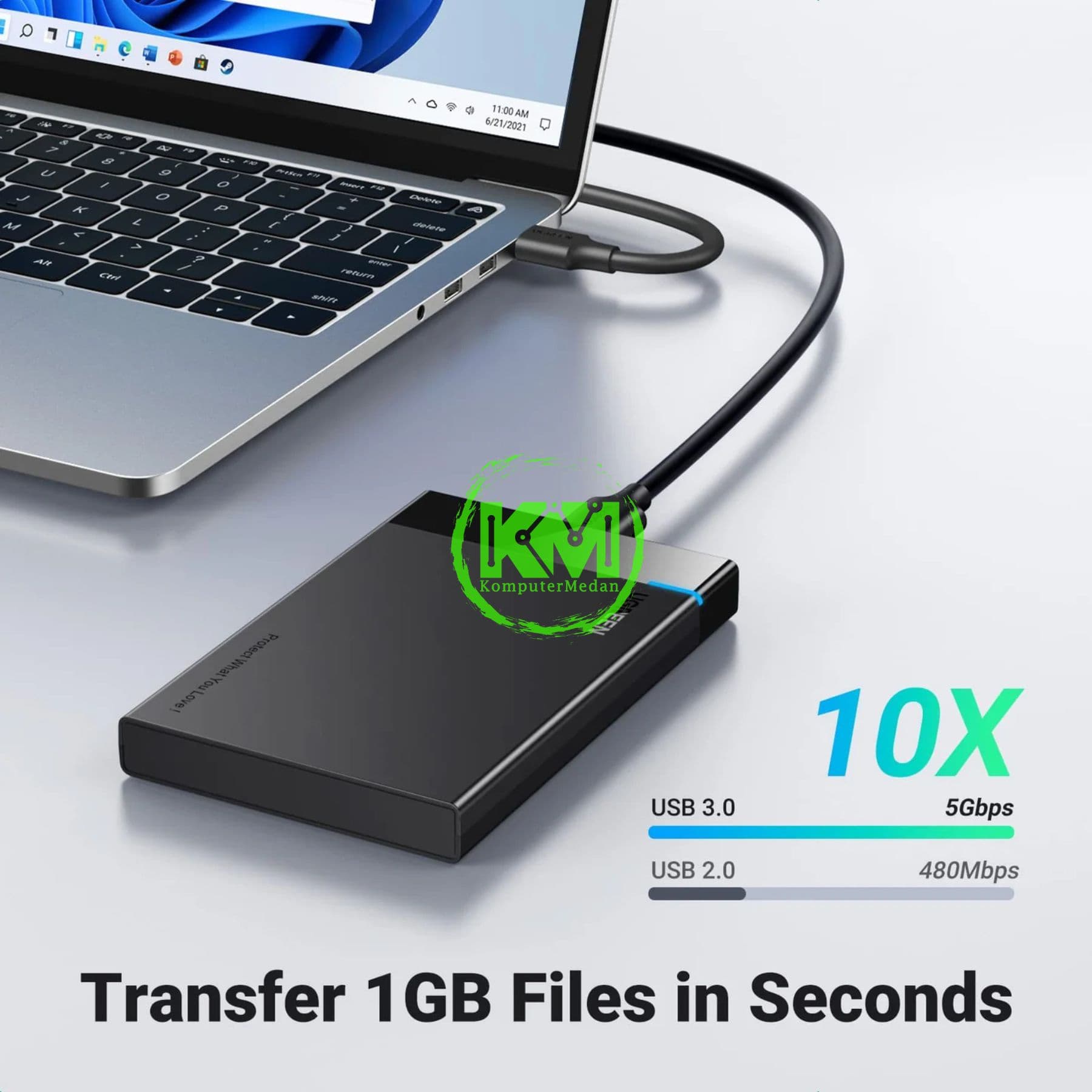 UGREEN ENCLOSURE USB-A TO 2.5" SATA ENCLOSURE (USB 3.0) - US221 PN 30848 - Image 3