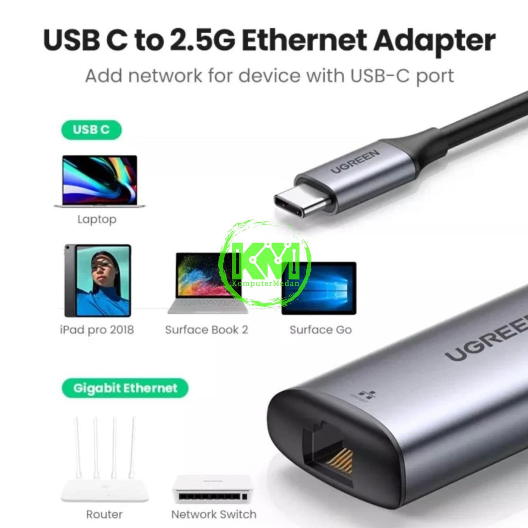 UGREEN ADAPTER C TO LAN RJ45 2.5G SPACE GREY - PN 70446 - Image 5