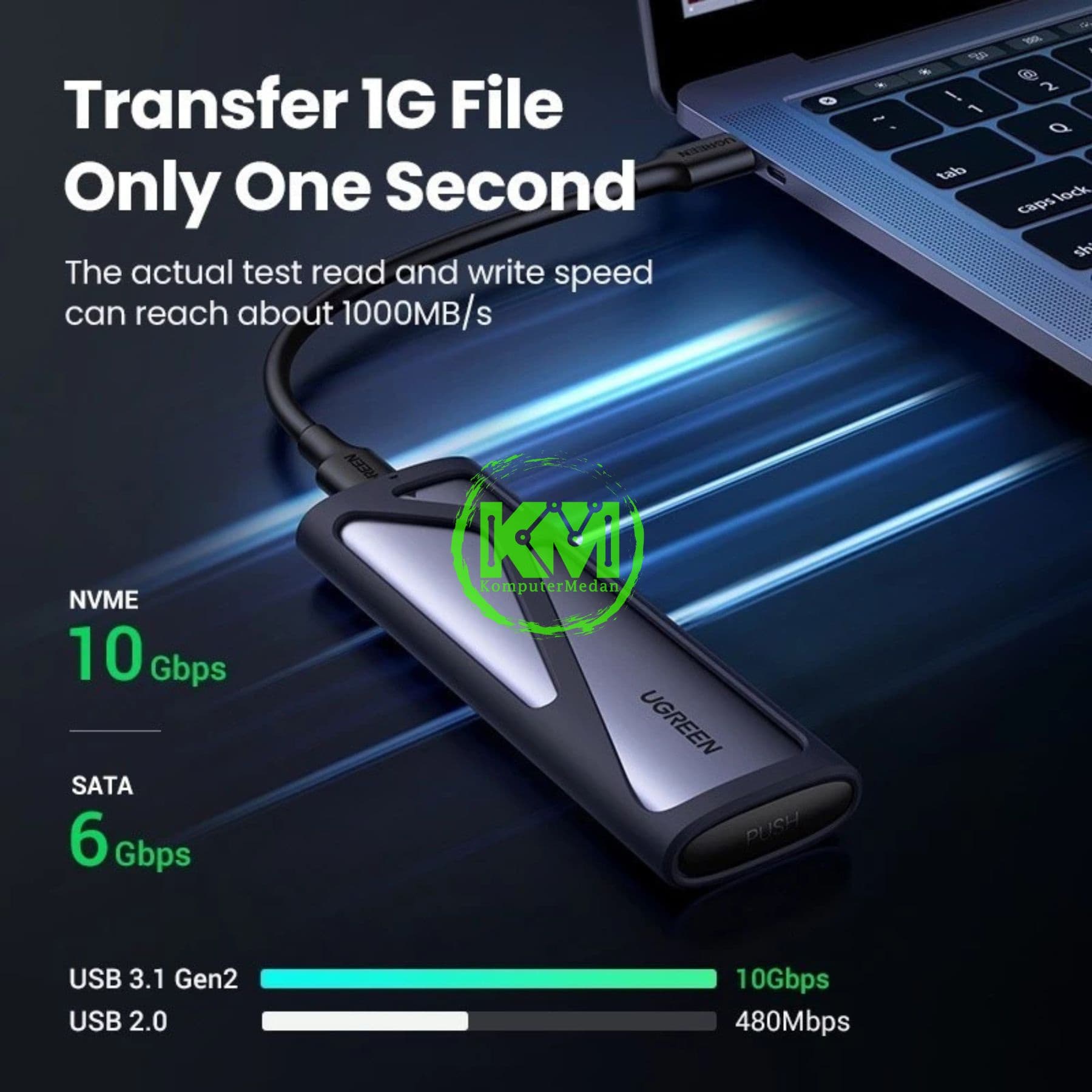UGREEN M.2 ENCLOSURE 10GBPS NVME/SATA / 90264 - Image 3