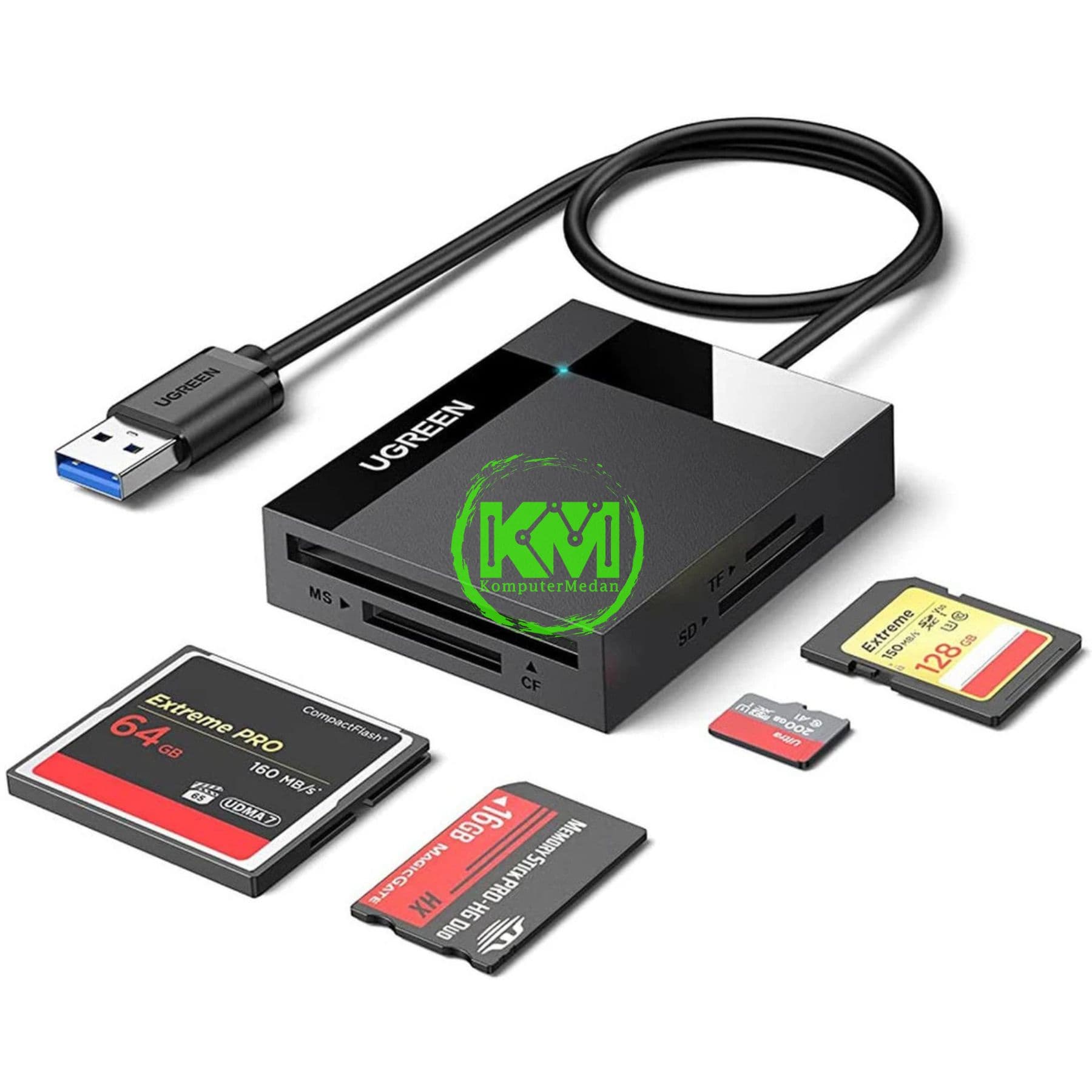 UGREEN CARD READER 4-IN-1 USB 3.0 A (CABLE 0.5M) - CR125 PN 30333