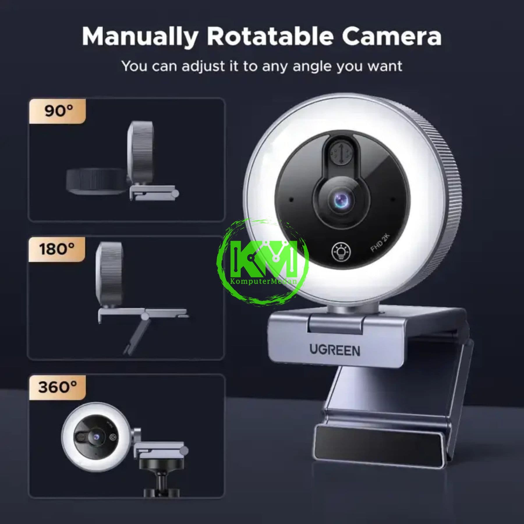UGREEN WEBCAM 4-LEVEL RING LIGHT 2K / 65857 - Image 2