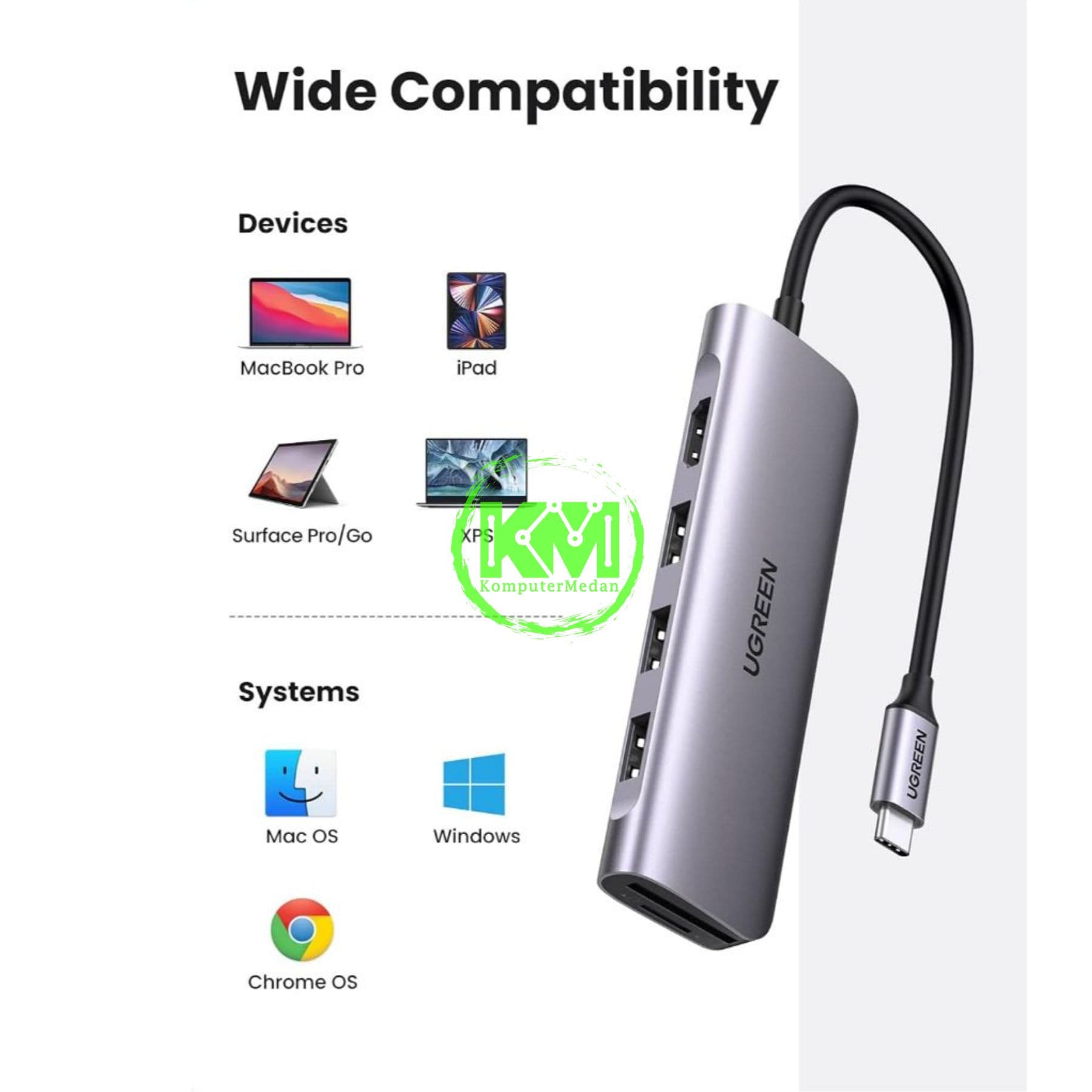 UGREEN HUB TYPE C 6IN1 HUB 4 PORT USB 3.0 - PN 20956A - Image 6