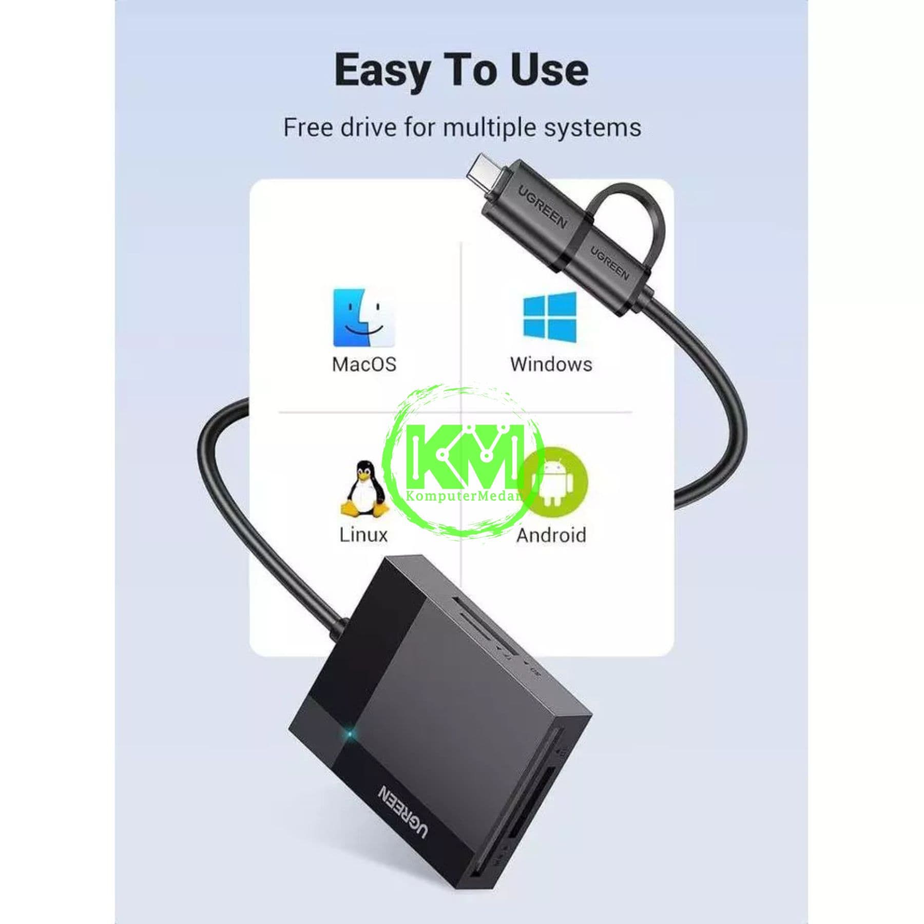UGREEN CARD READER USB 3.1 (0.5M) GREY - PN 40755 - Image 5