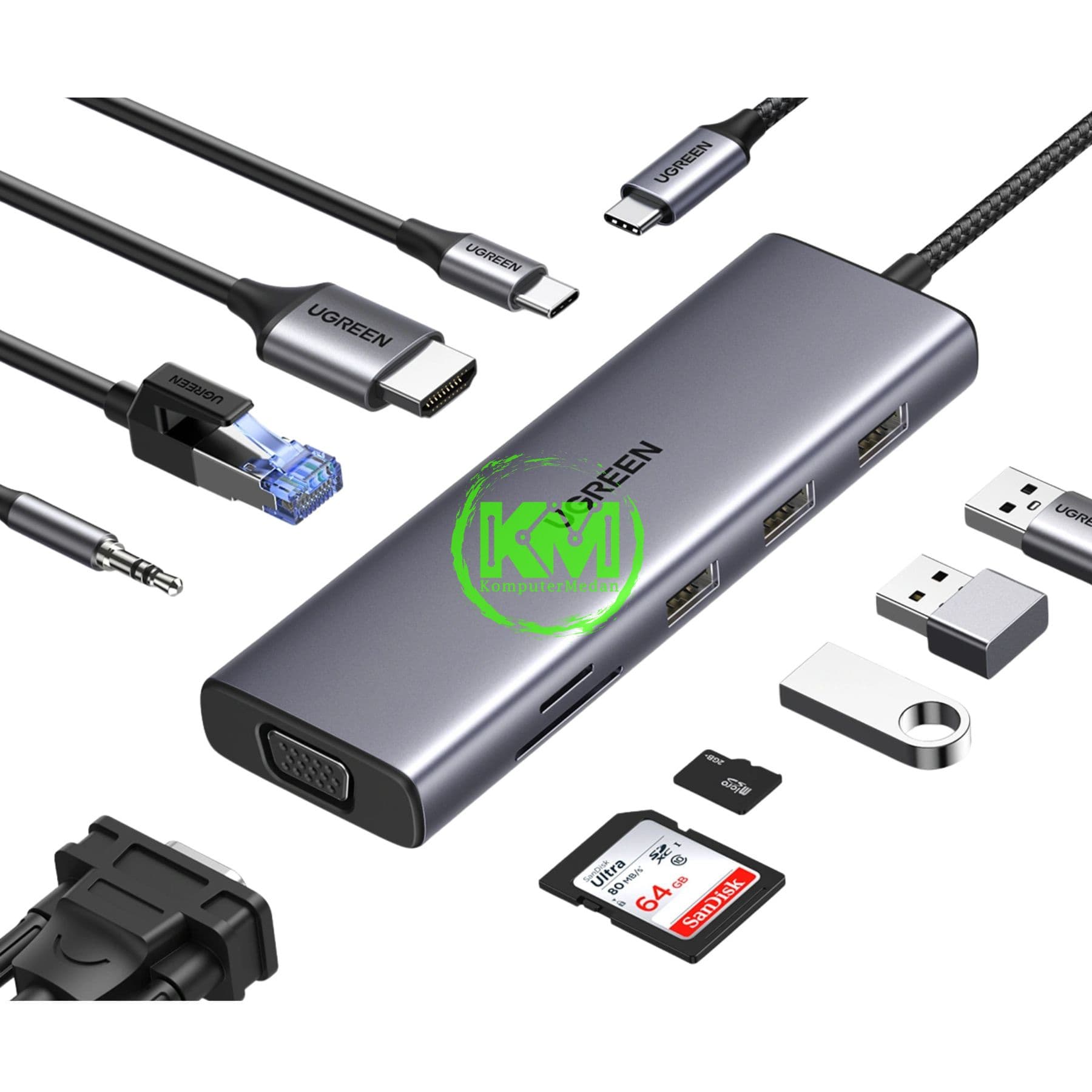 UGREEN HUB TYPE C 10IN1 LITE GREY - PN 15601 - Image 2