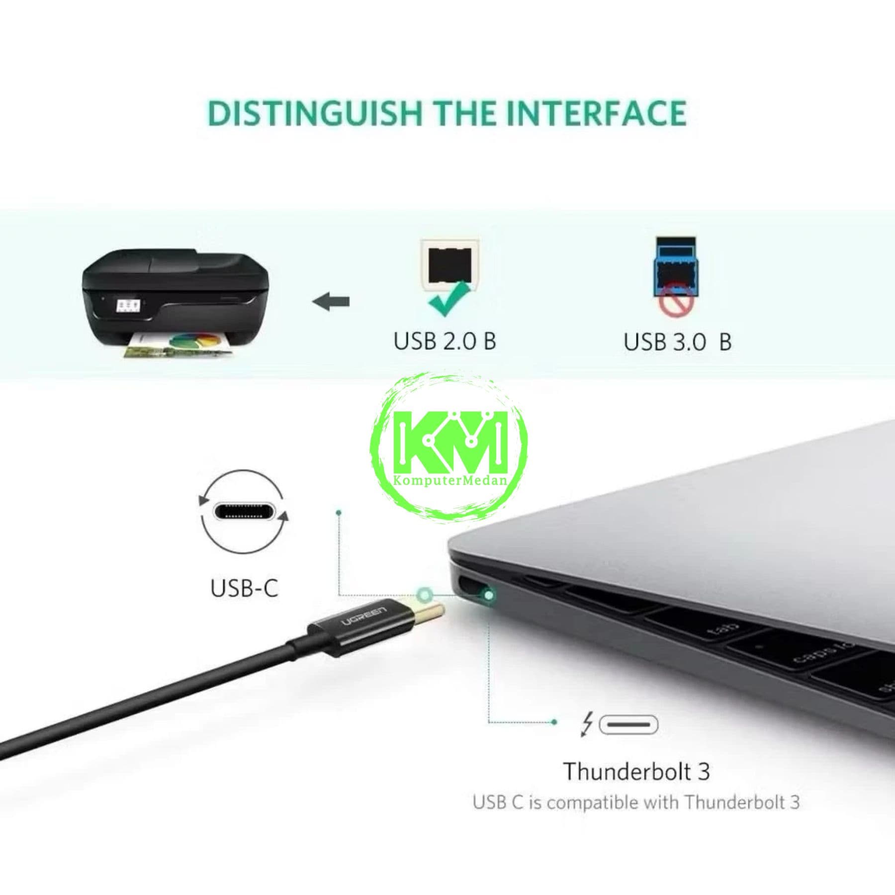 UGREEN PRINTER CABLE C TO USB-B 2.0 2M BLACK / 50446 - Image 4