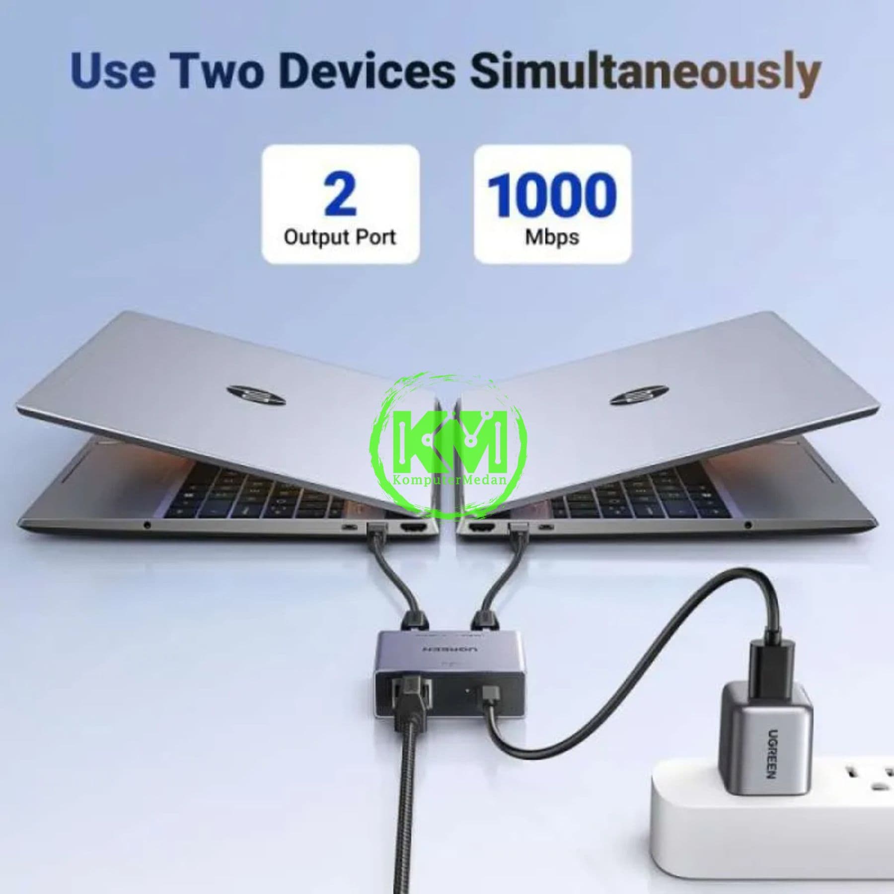 UGREEN ADAPTER RJ45 SPLITTER 1000MBPS GRAY / 45311 - Image 2